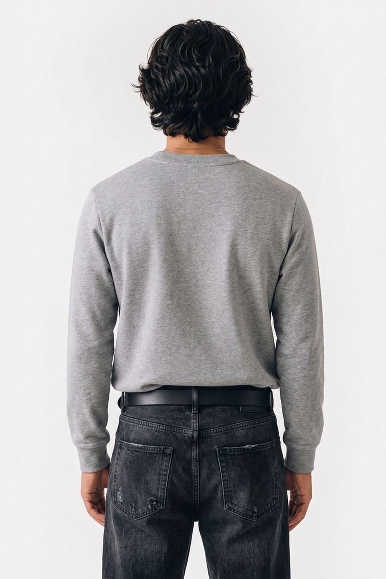 UNISEX SWEATSHIRT LONG SLEEVE STAIN WHITE HEATHERED GREY 3