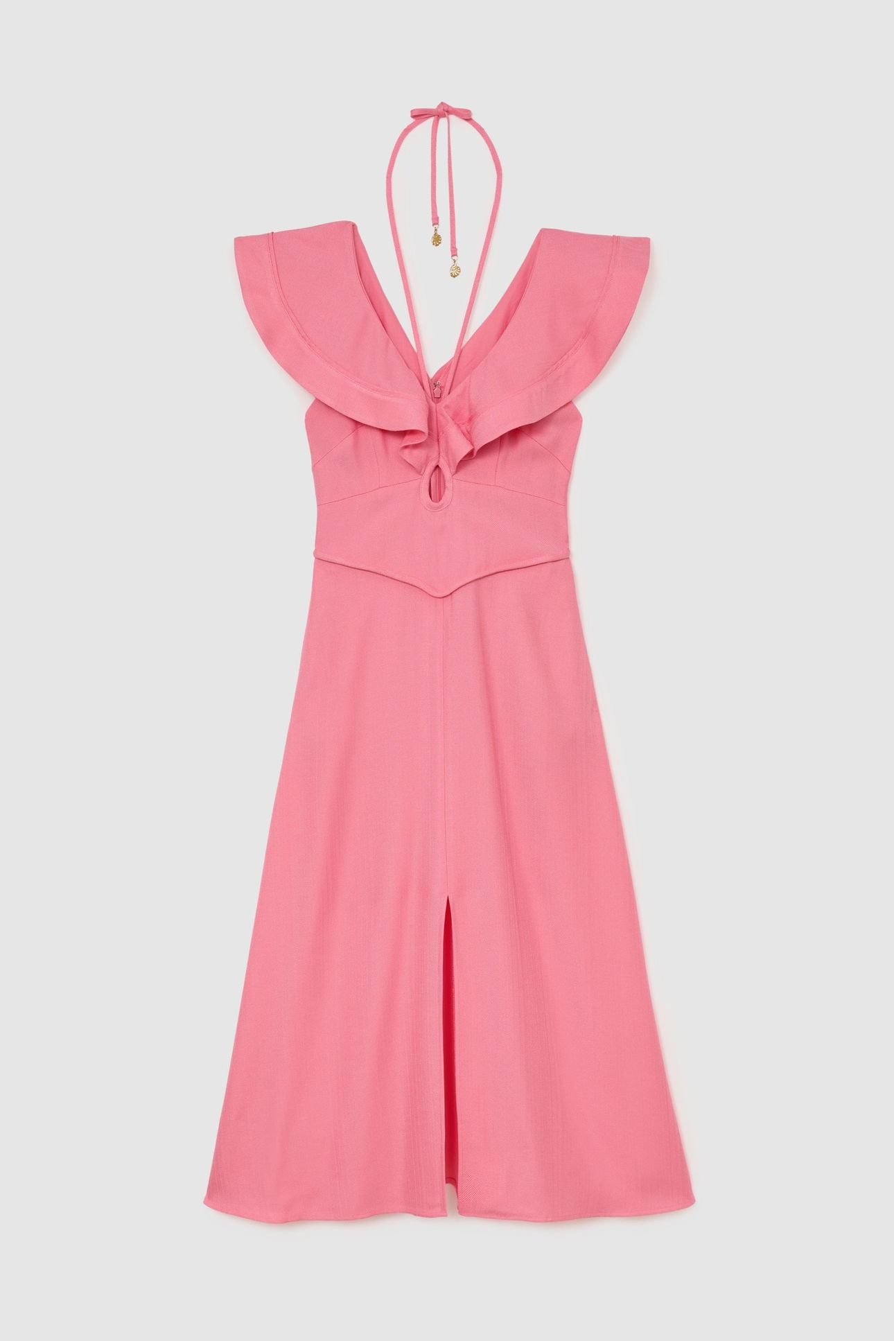 RUFFLE SLEEVE MIDI DRESS PINK 4