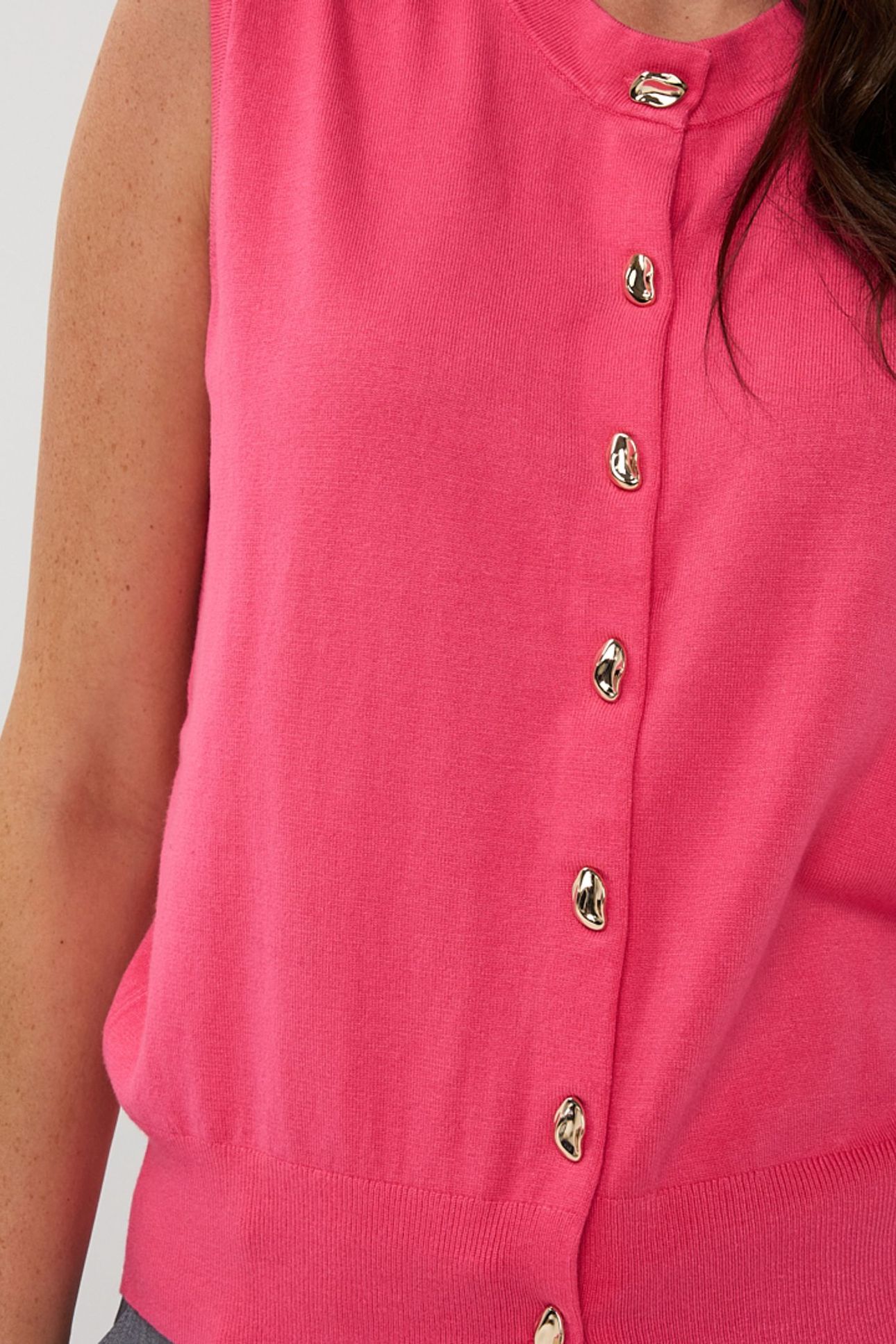GILET BUTTONS BASIC KNIT FRAMBOISE 7