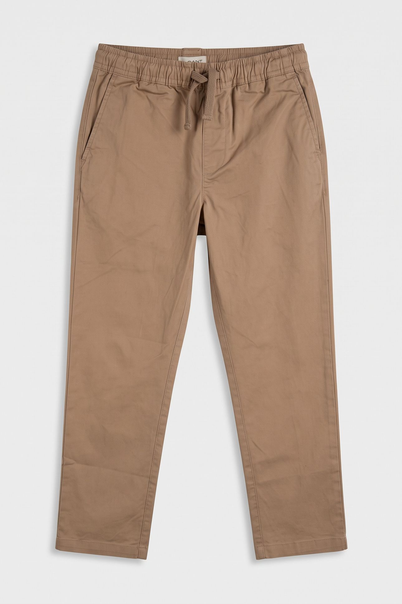 TEEN BOYS GANT CHINO DRAWSTRING TROUSER DARK KHAKI 2