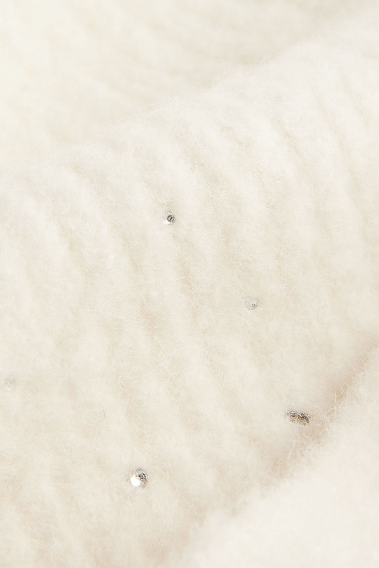 KERIISA RHINESTONE DETAIL KNITTED SCARF CREAM 3