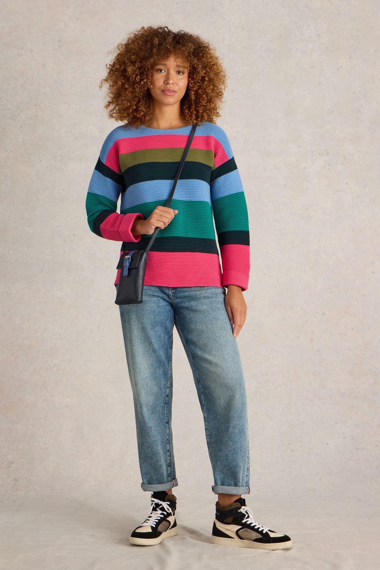 JANA STRIPE JUMPER TEAL MLT 1
