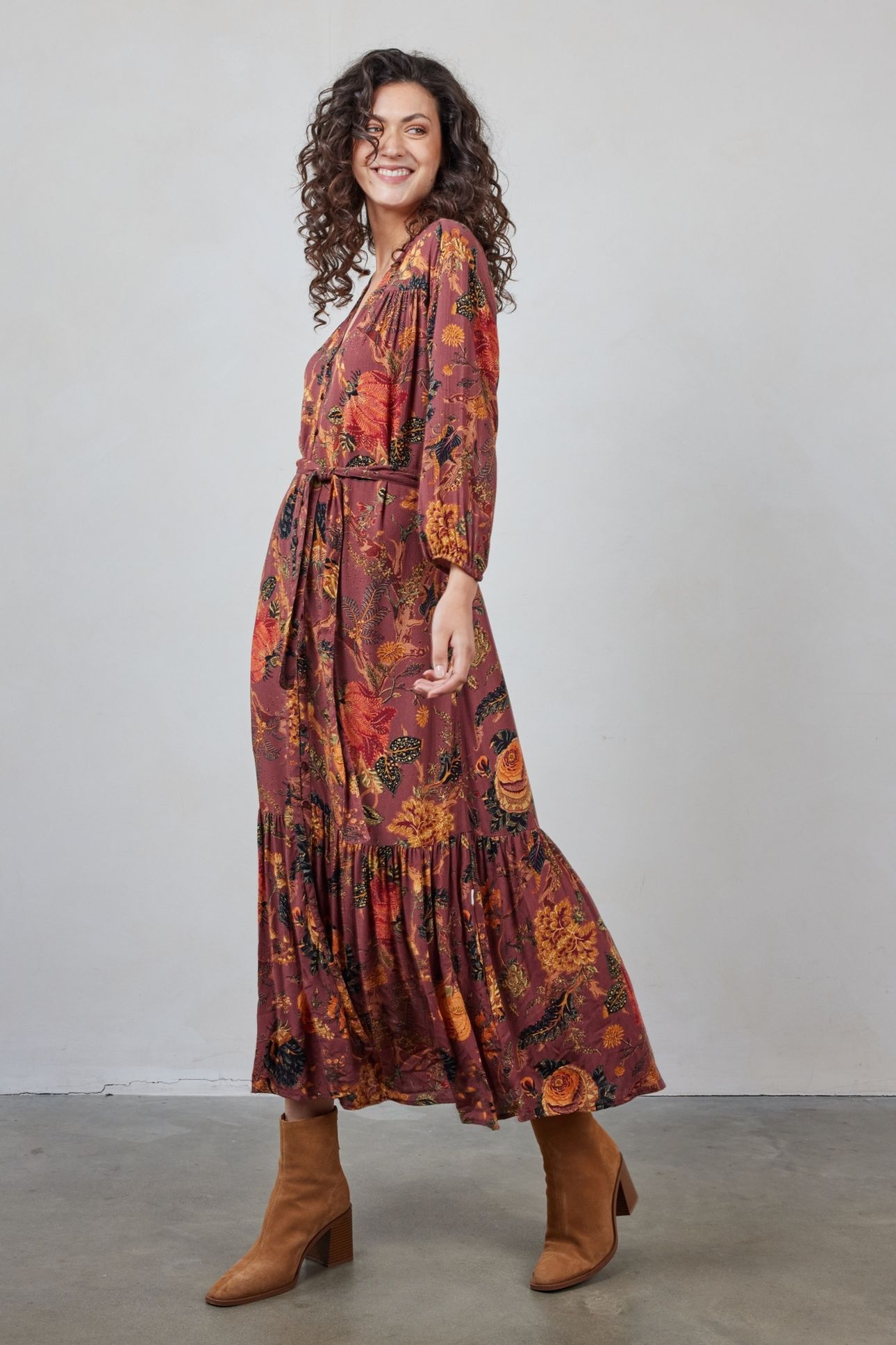 DRESS VIDAL RED WOODLAND PRINT 3