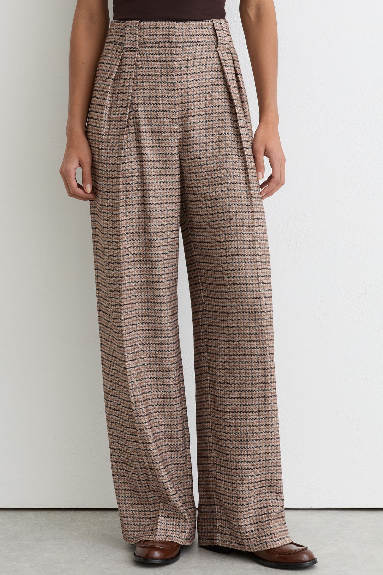 WIDE LEG CHECK TROUSER NEUTRAL CHECK 1