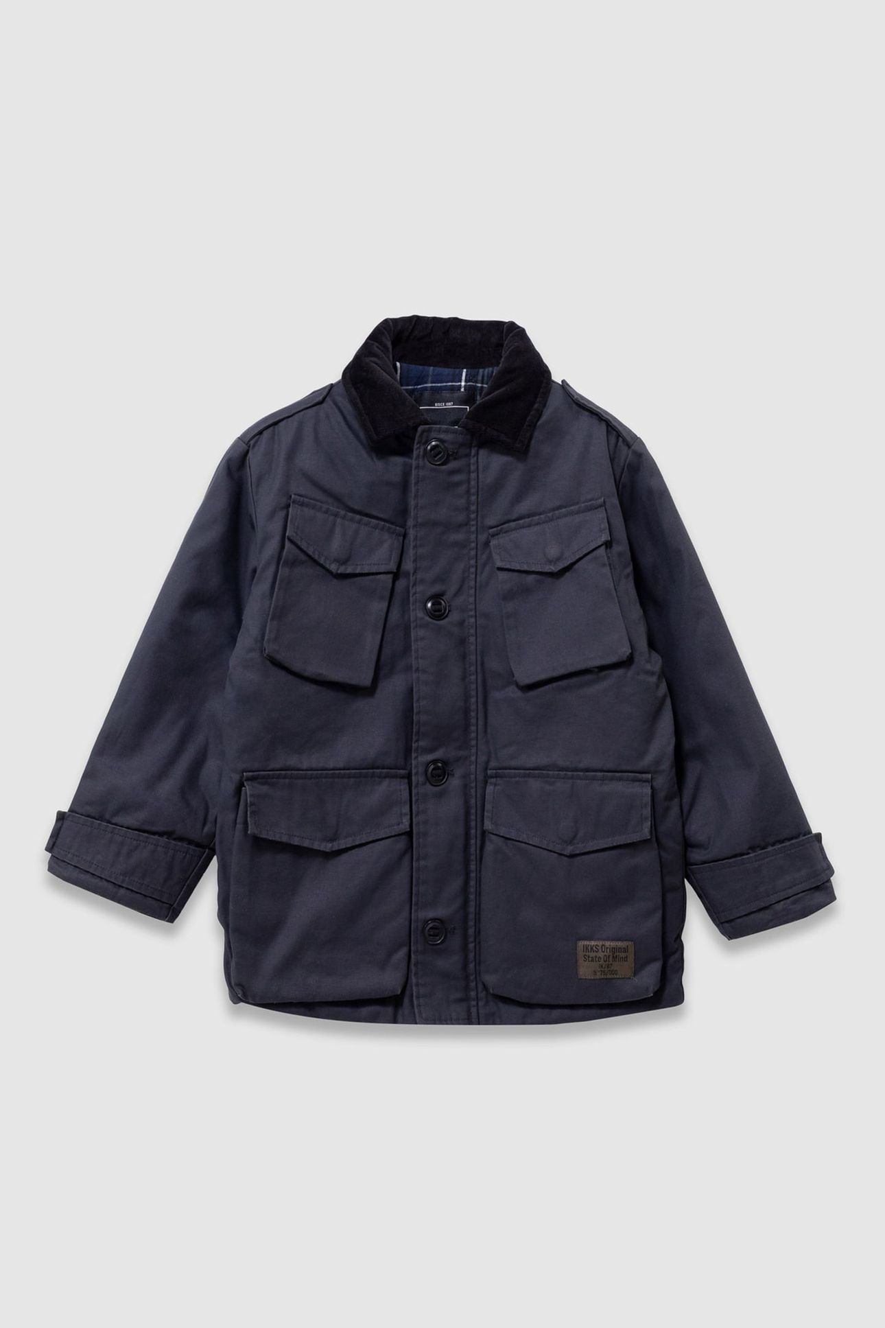 BOYS’ BLACK MULTI-POCKET PARKA WITH VELVET COLLAR 1