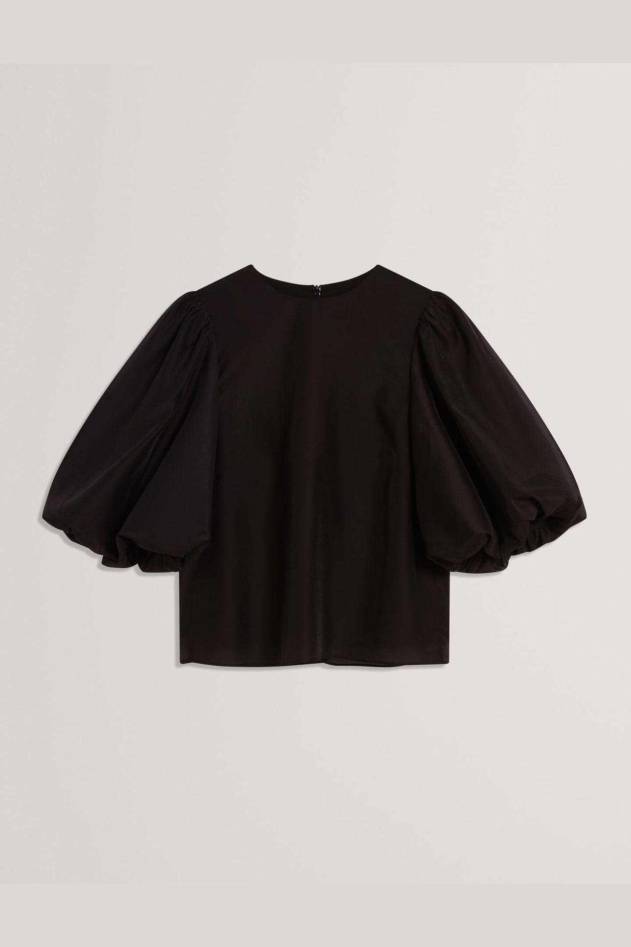 ORGANZA CREW NECK TOP WITH BALLOON SLEEVE BLACK 3