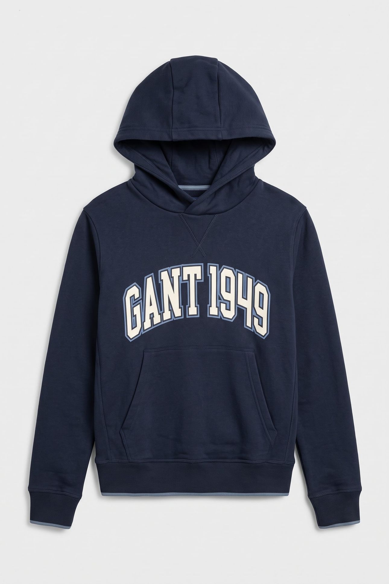TEEN BOYS COLLEGIATE RIB INSERT HOODIE EVENING BLUE 2