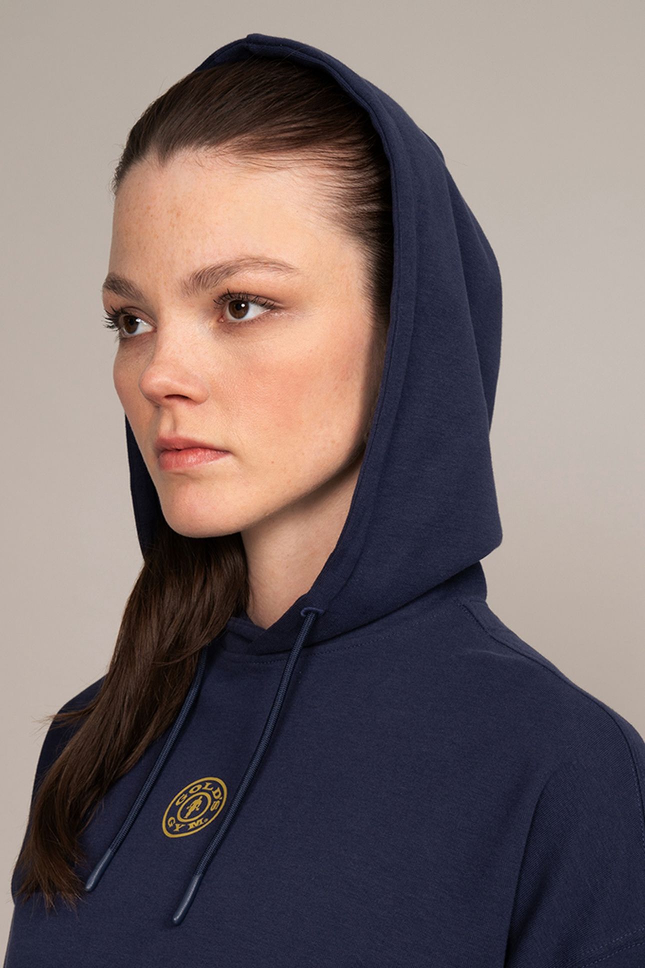LADIES CROPPED HOODIE RUBBER PRINT NAVY 4