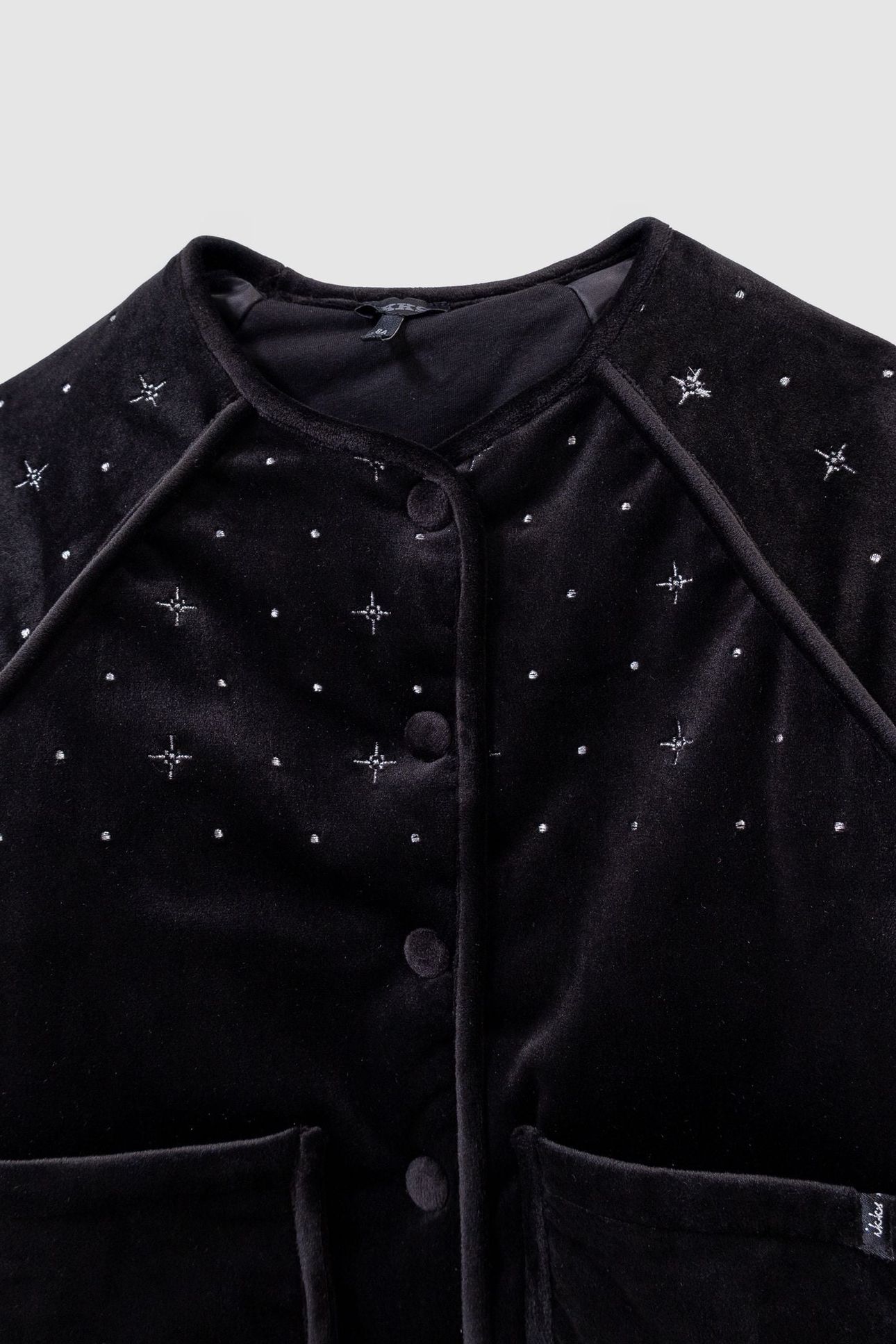 GIRLS’ BLACK QUILTED EMBROIDERED VELVET CARDIGAN 4