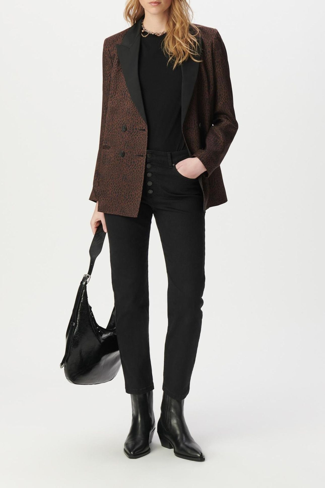 BROWN SUIT JACKET WITH LEOPARD PRINT 3