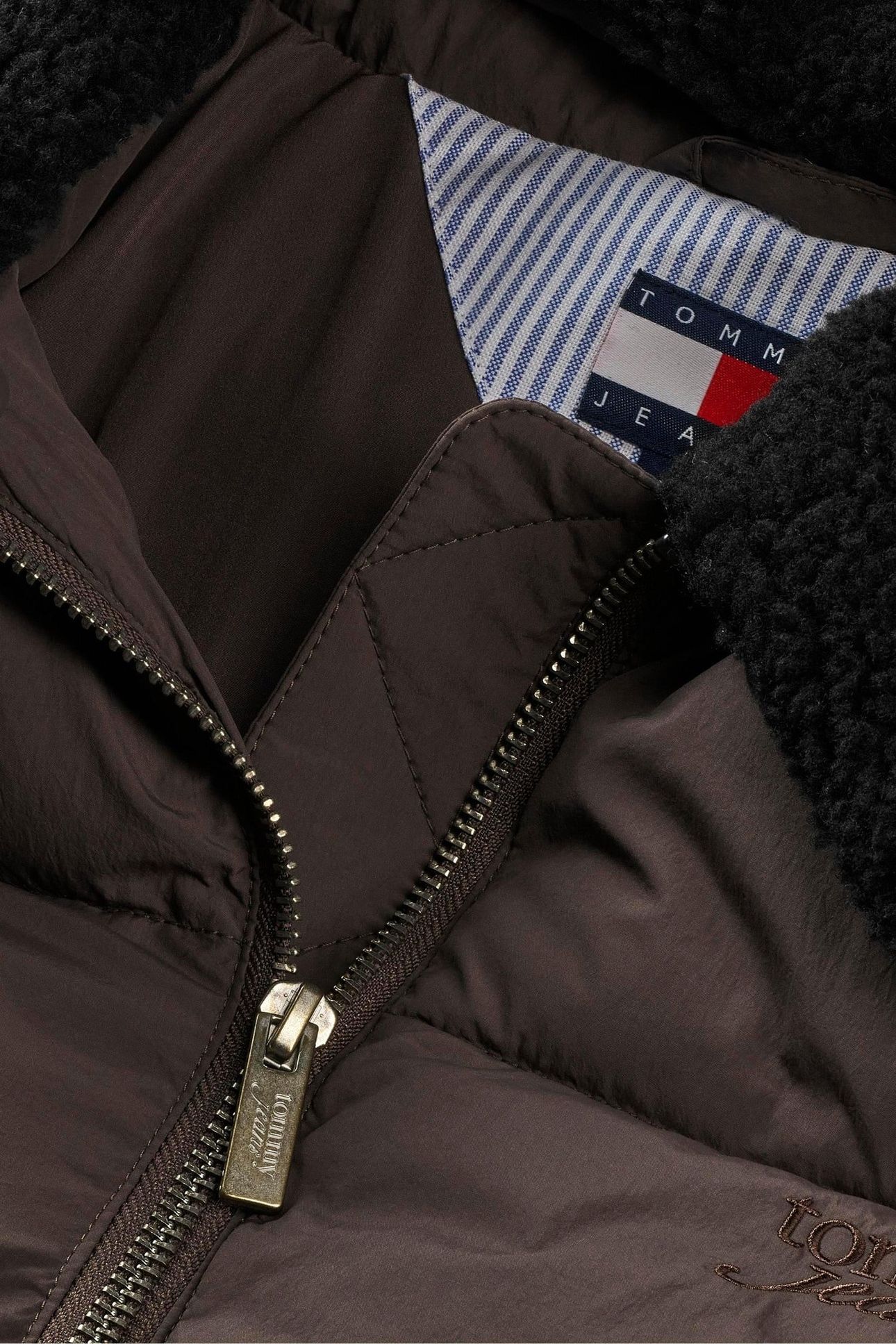 TJW TEDDY COLLAR PUFFER BLACK WALNUT 3