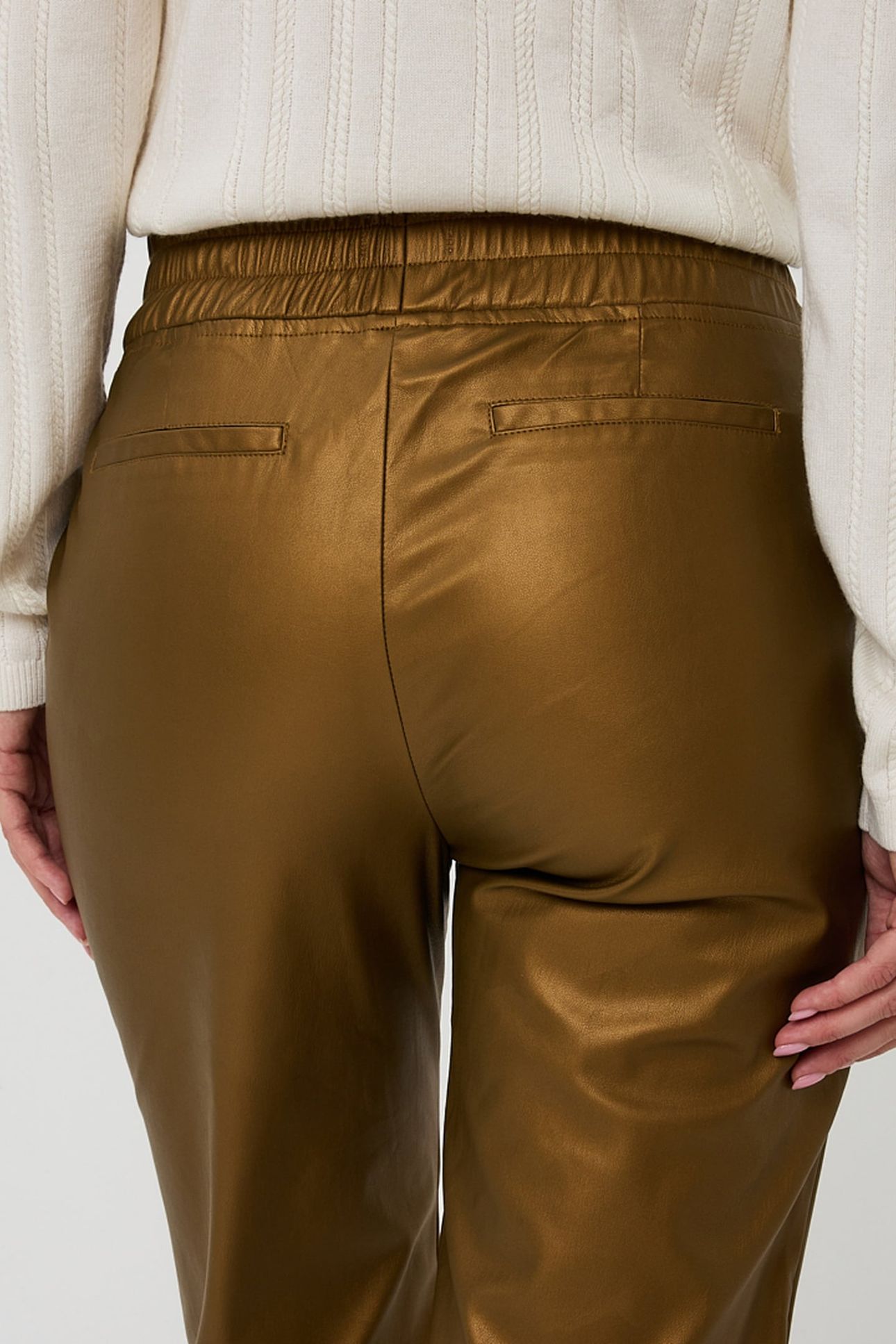 TROUSERS JOGGER VEGAN LEATHER GOLDEN OLIVE 8