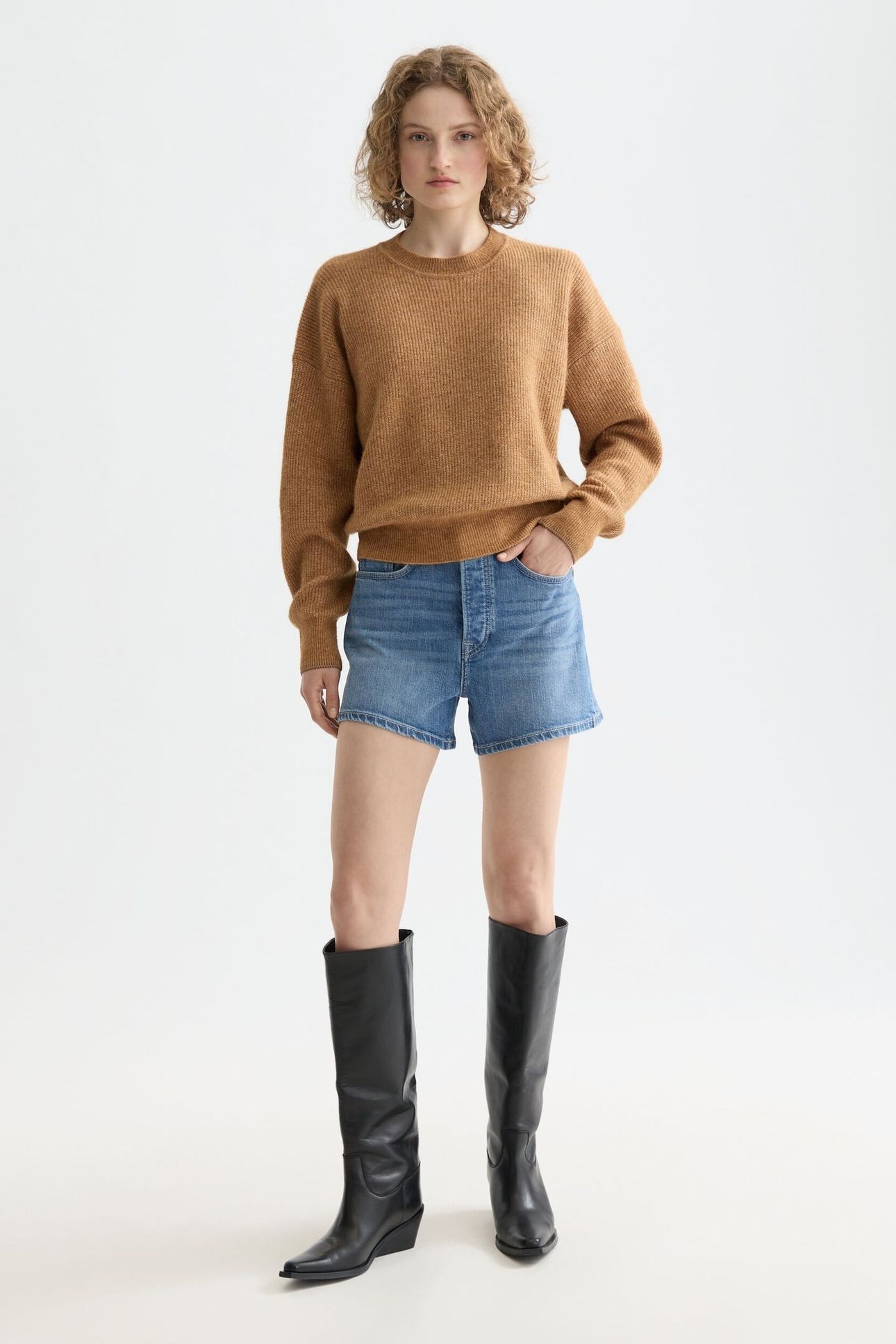 FUZZY CREW NECK PULLOVER TOBACCO MELANGE 2