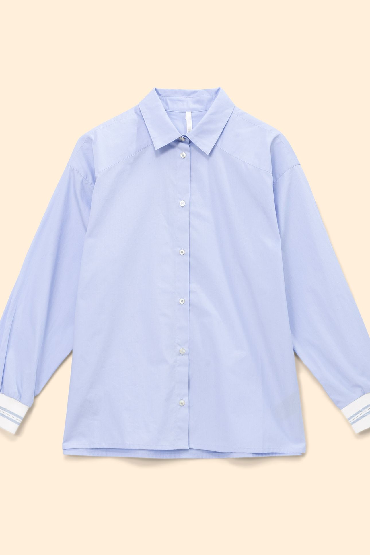 BLUE LONG-SLEEVED SHIRT WITH RIBBED TRIM 3