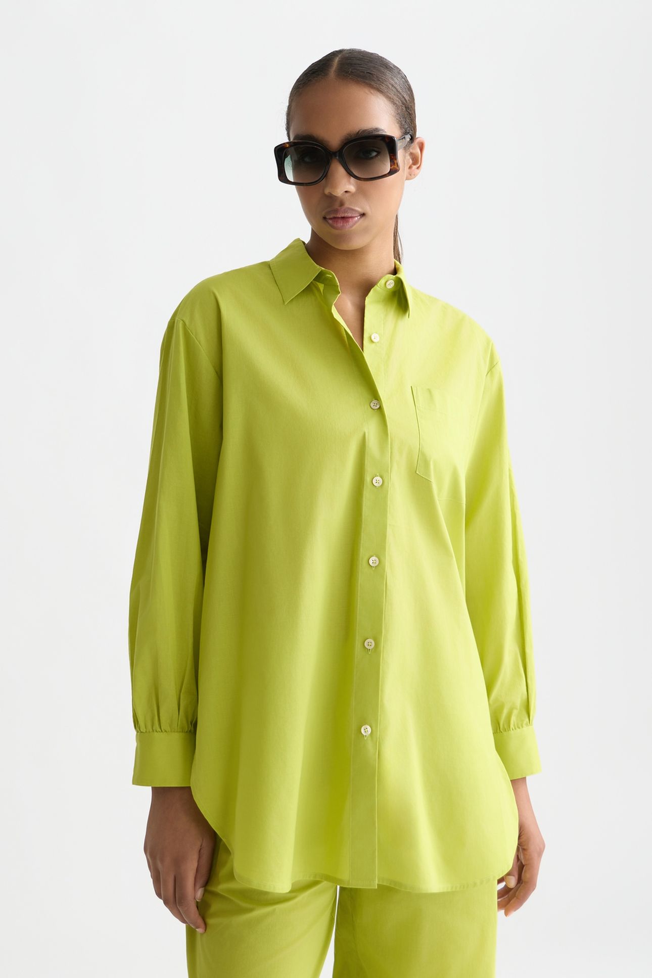 COTTON VOILE OVERSIZED SHIRT GREEN OASIS 1