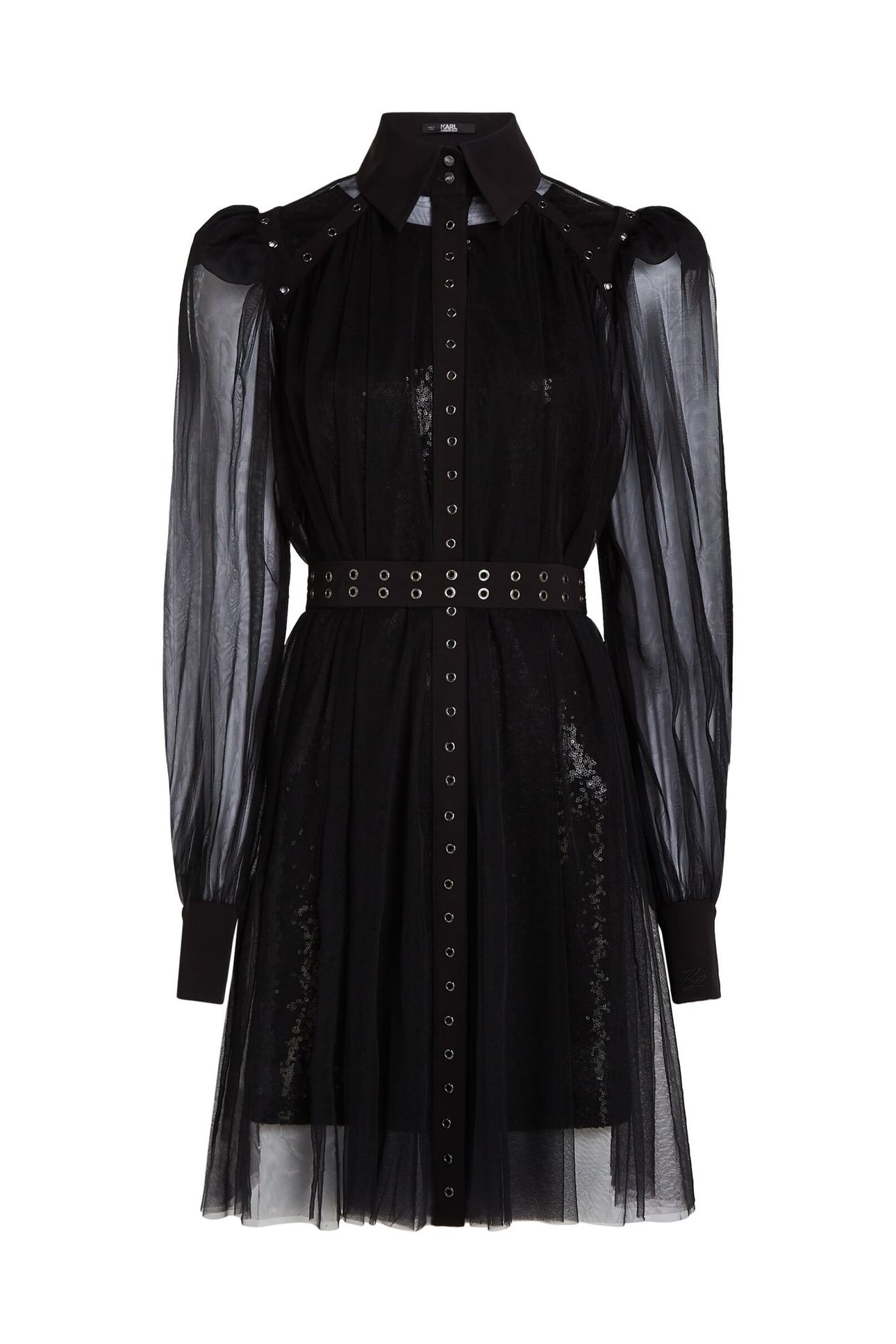 MATERIAL MIX FASHION DRESS BLACK 6