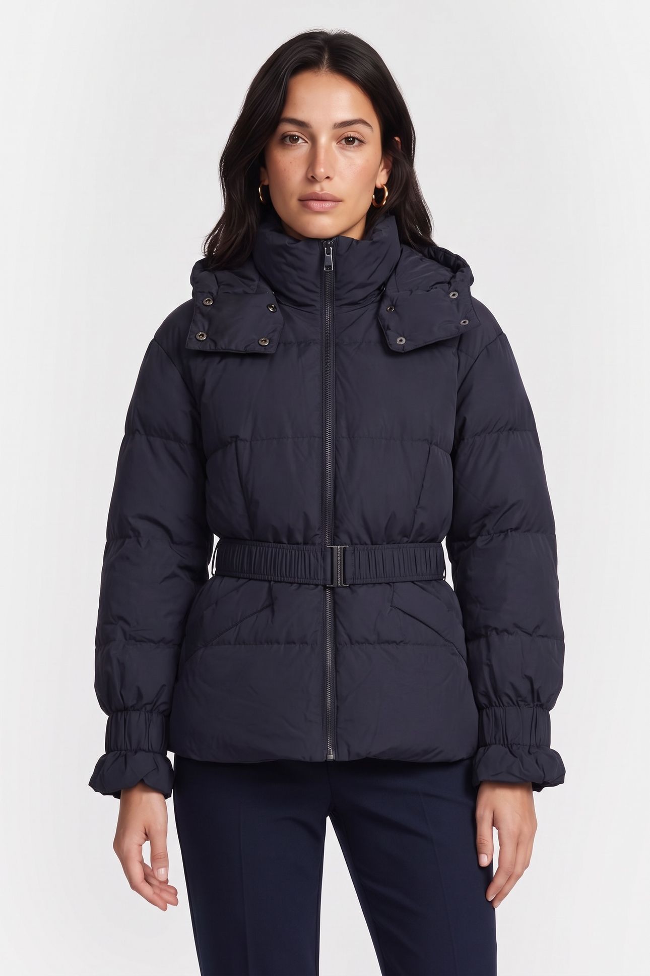 RESPONSIBLE DOWN QUILTED JACKET WITH HOOD NAVY 1
