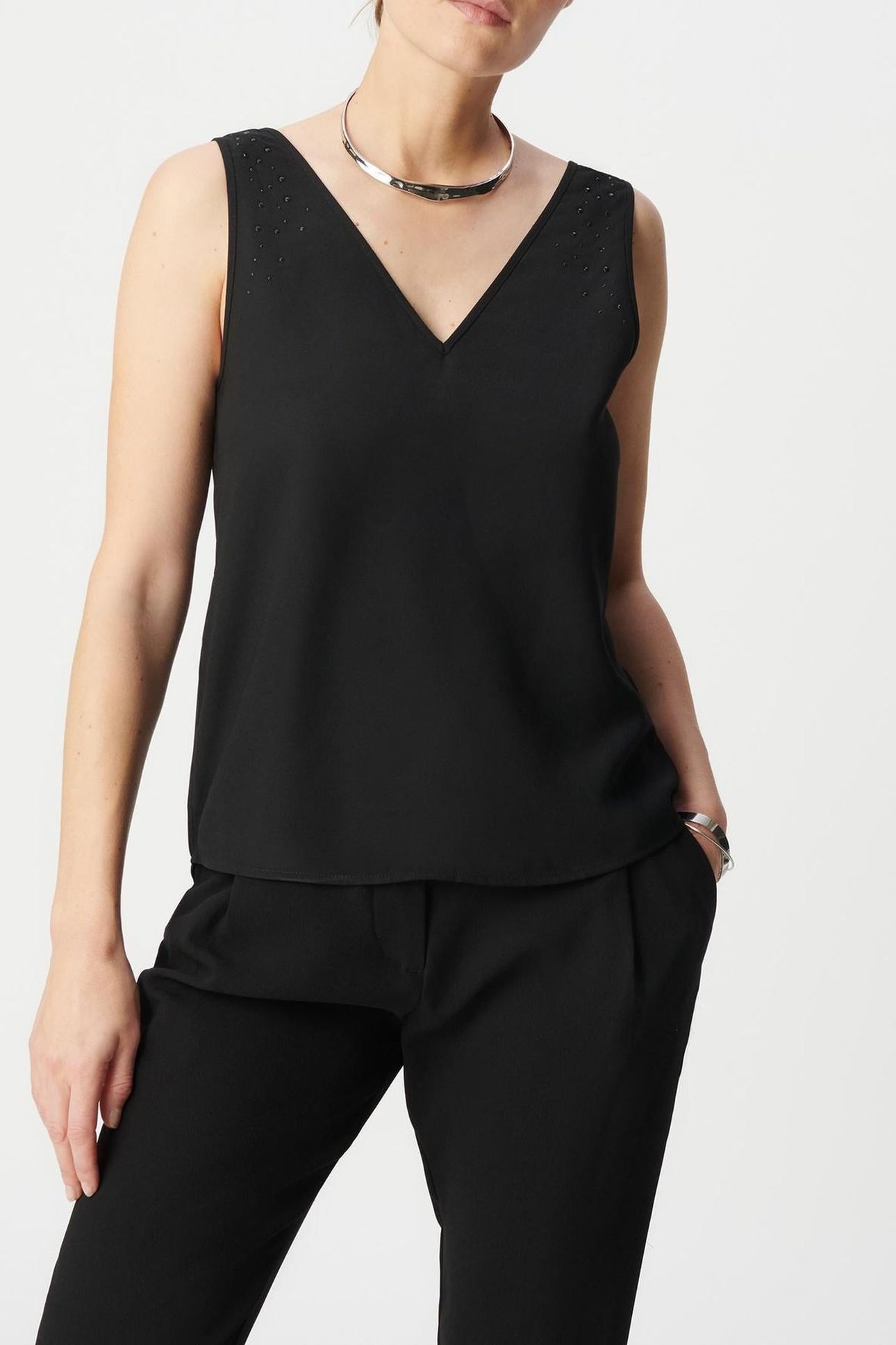 BLACK RECYCLED STUDDED FRONT/BACK REVERSIBLE TOP 1