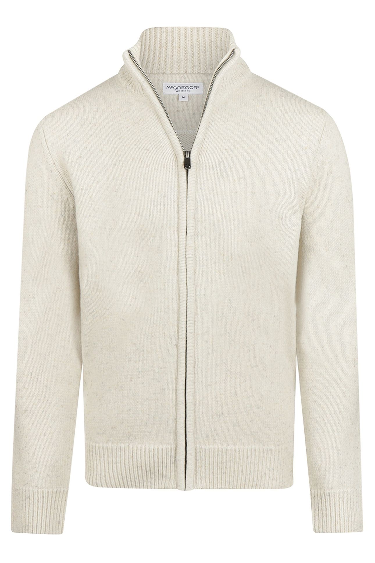 ZIP THRU FISHERMANS CARDIGAN STONE 1