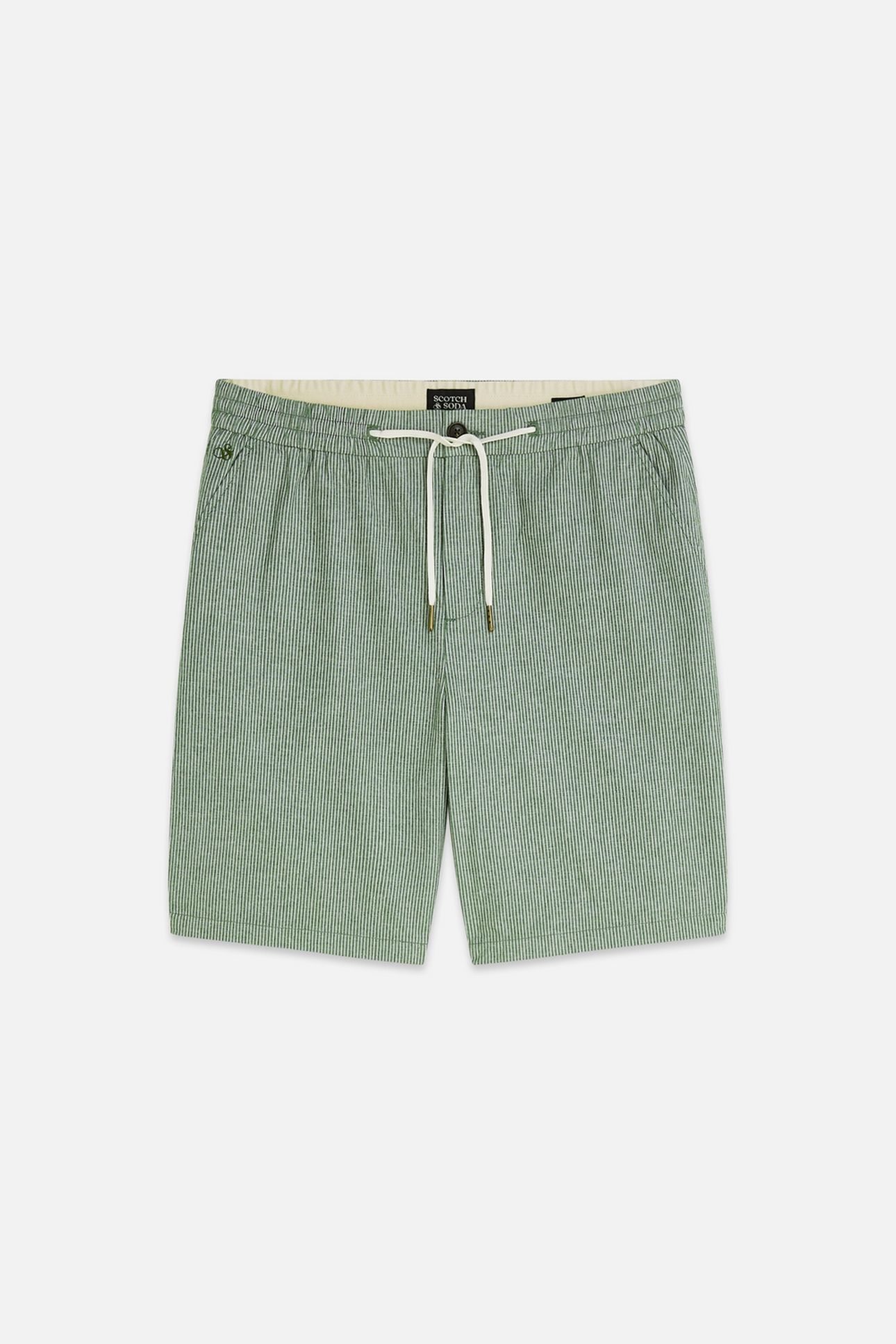 FAVE COTTONLINEN YARNDYED REGULARFIT BERMUDA SHORTS DARK GRE 1