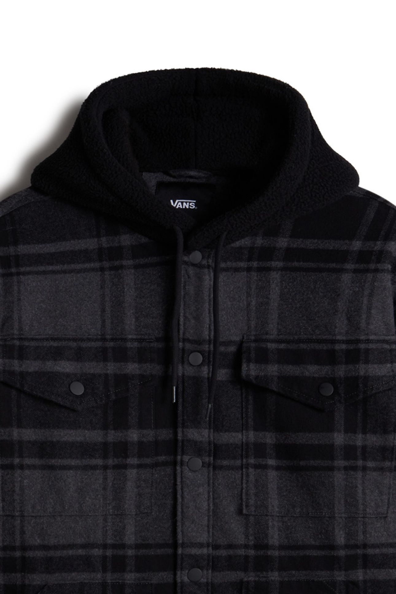 PIEDMONT HOODED PLAID SHACKET BLACK/ASPHALT HEATHER 8