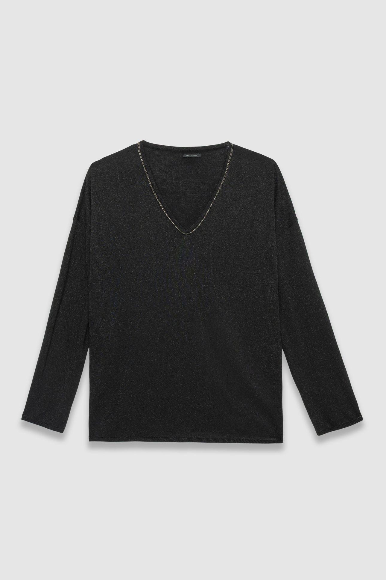 BLACK FINE LUREX KNIT SWEATER WITH JEWEL NECK 4