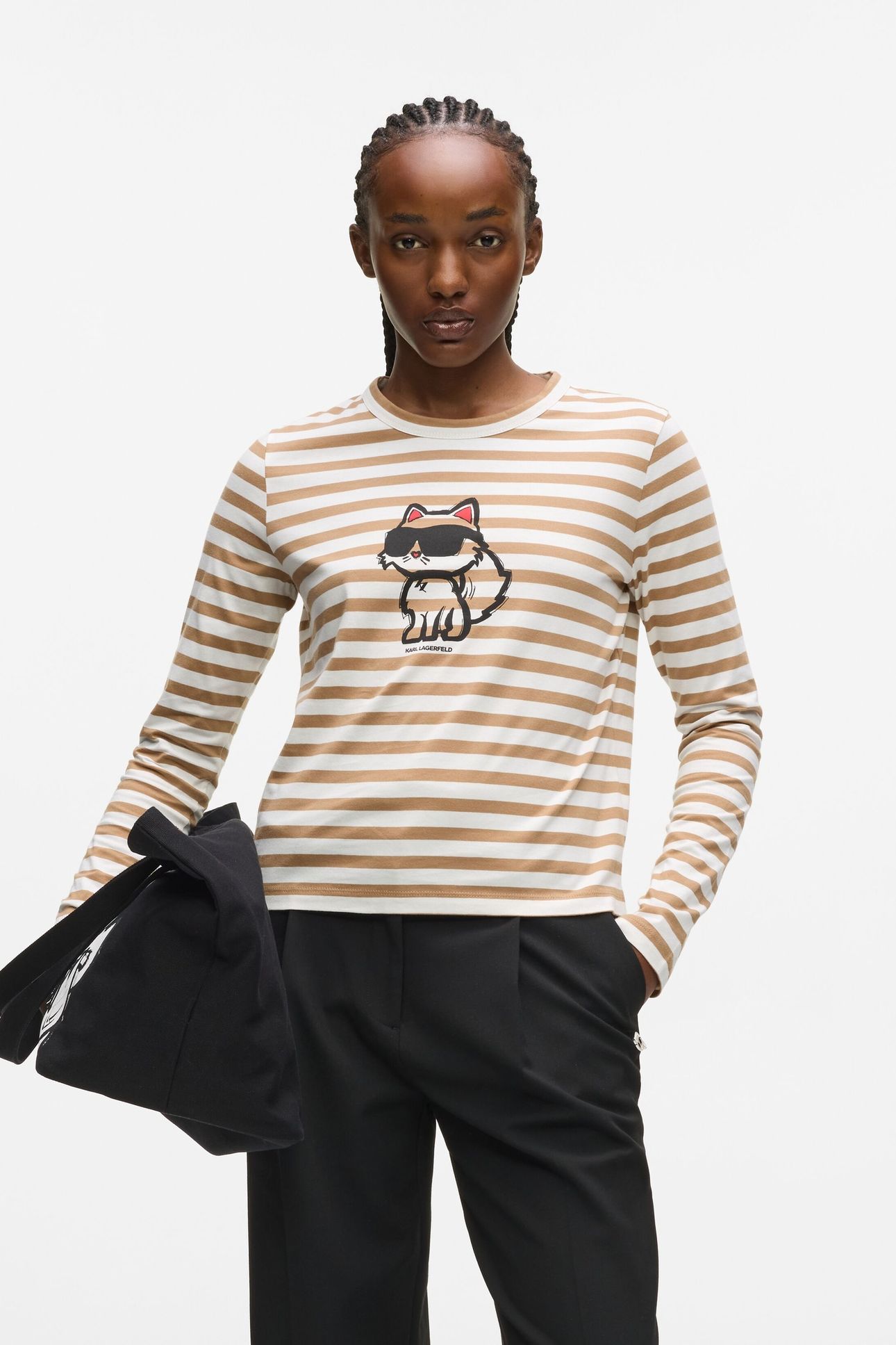 IKON PRINT STRIPE LONGSLEEVE TOP CANNOLI CREAM-NOUGAT 2
