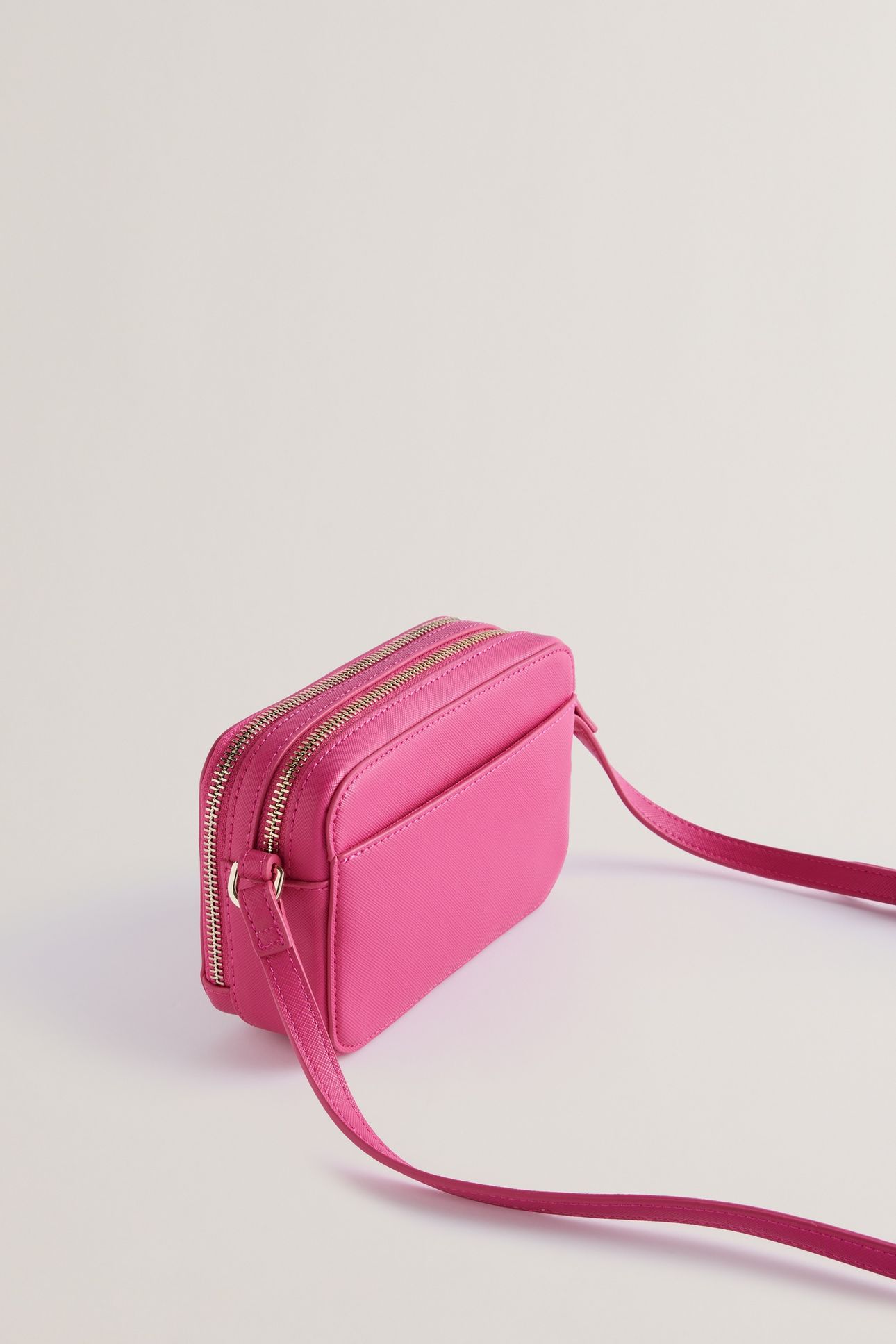 SAFFREY SAFFIANO DOUBLE ZIP MINI BAG PINK 2