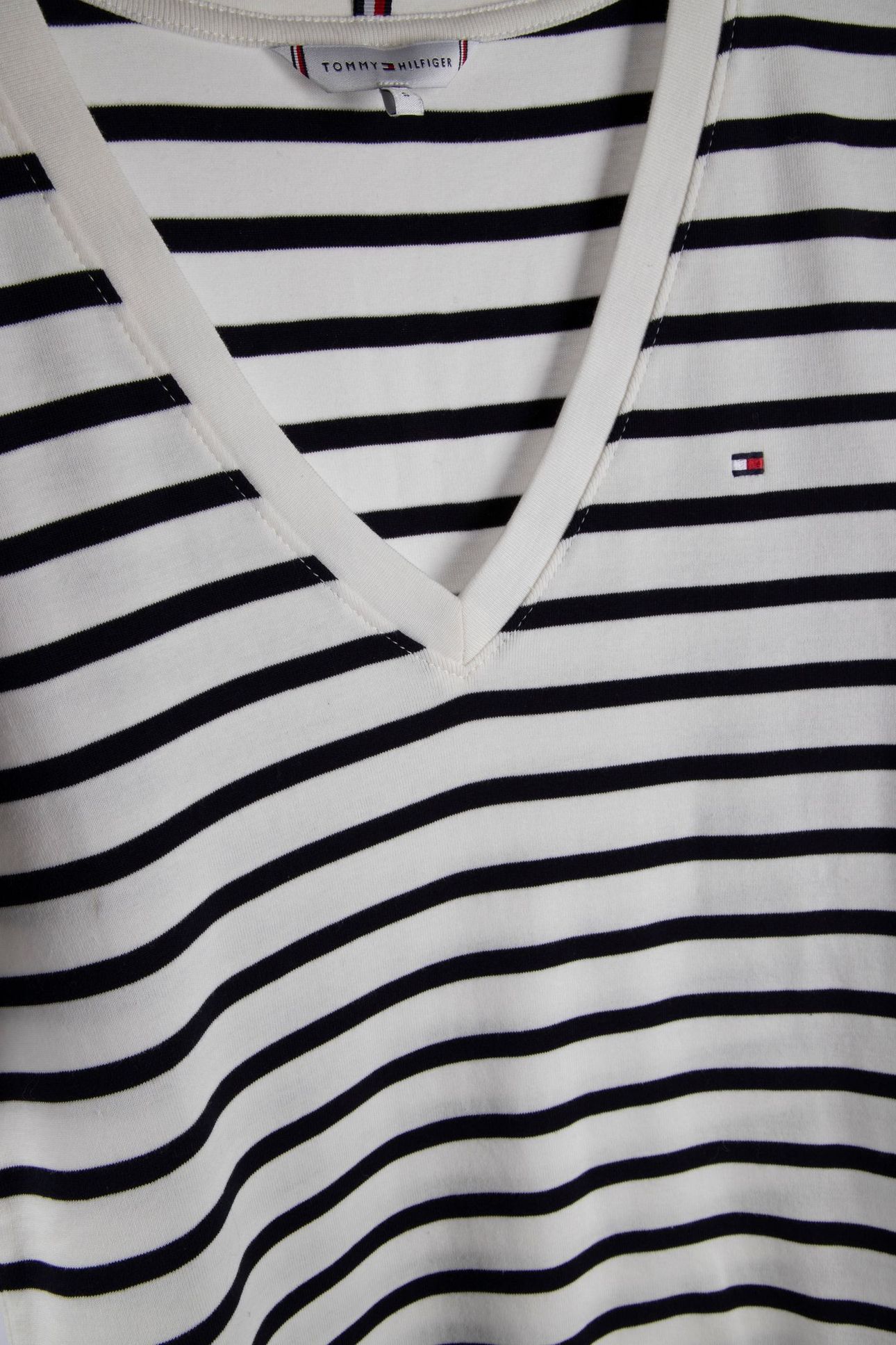 CODY SLIM V-NECK S/S TEE NOS BRETON ECRU/NAVY BLUE 4