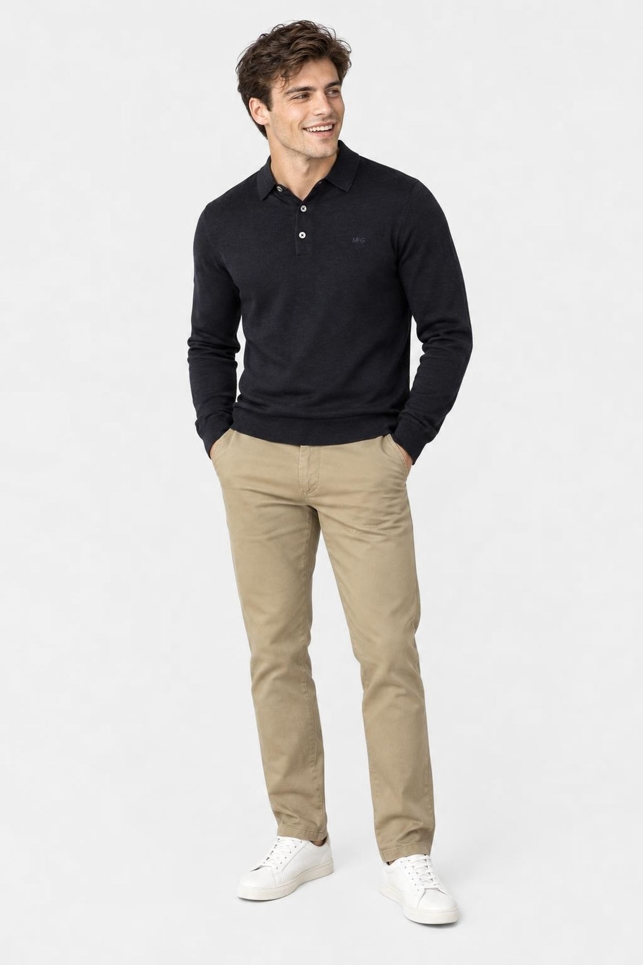 FINE MERINO L/S POLO NAVY 2