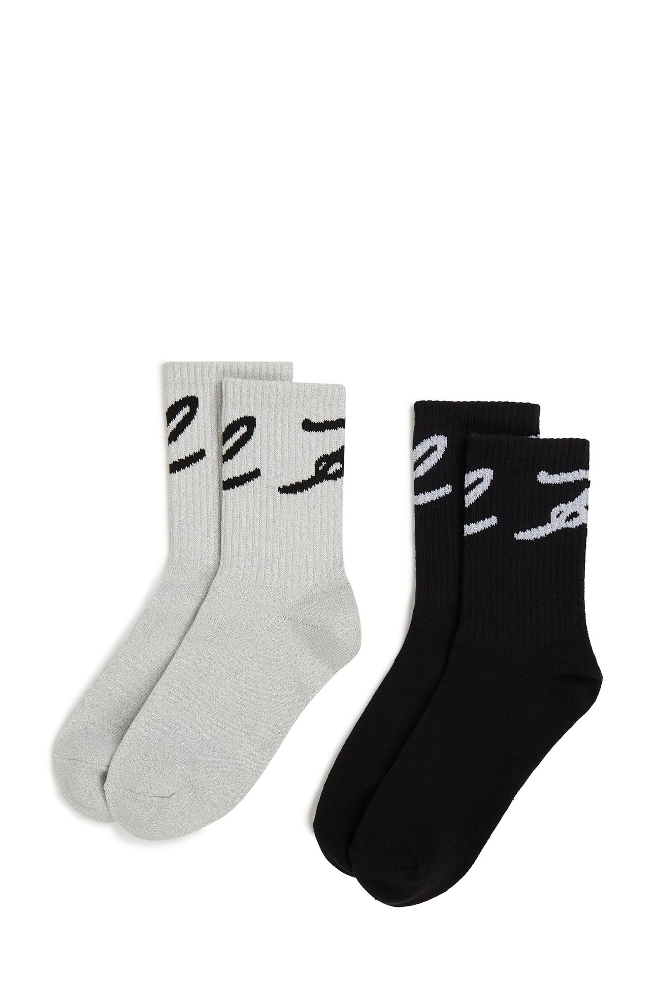 SIGNATURE LUREX SOCKS 2-PACK CANNOLI CREAM-BLACK 2