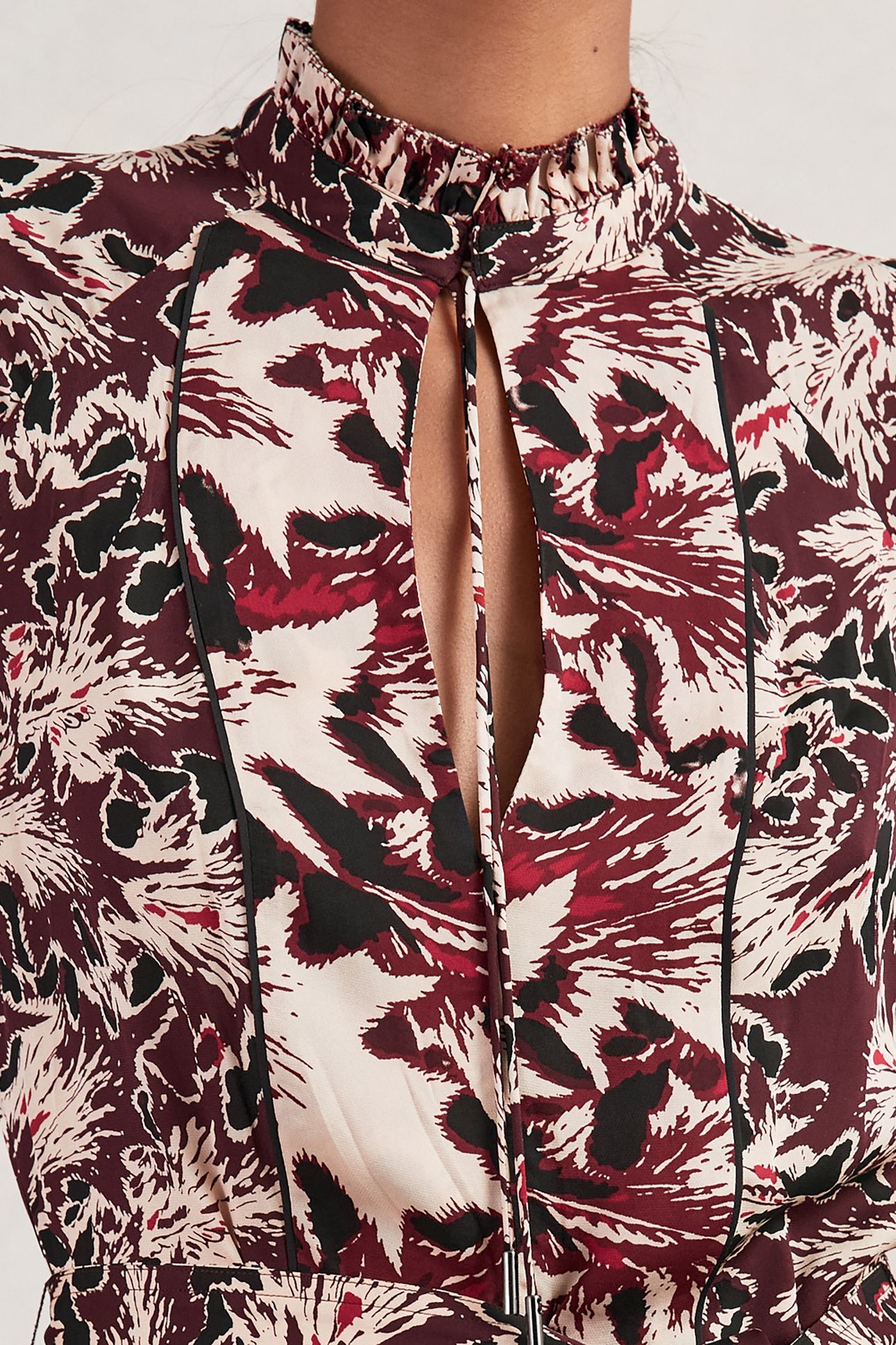 PRINTED FLIPPY DRESS BURGUNDY/CREAM 6