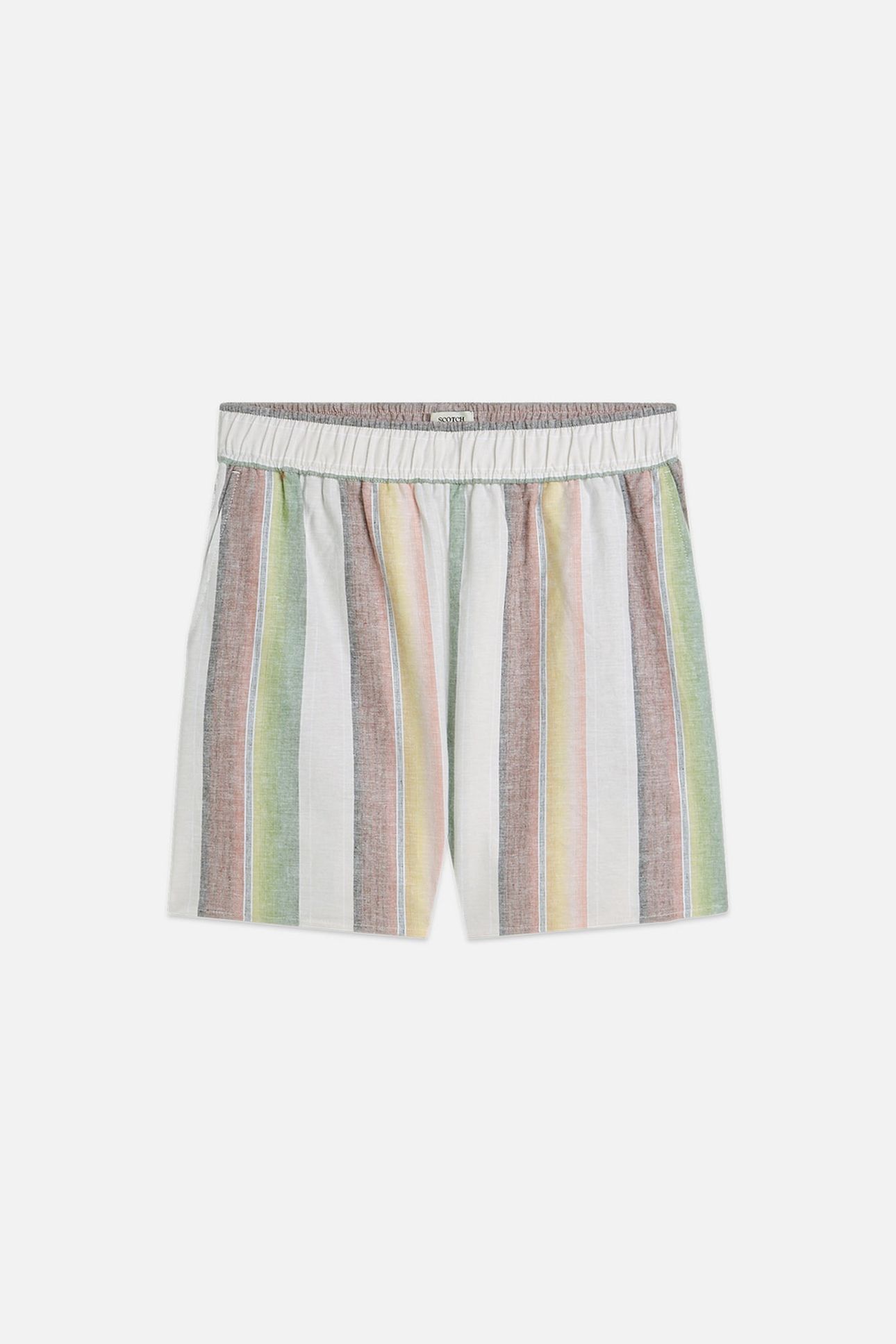 STRIPED ELASTIC WAIST SHORTS MULTI COLOR STRIPE 4