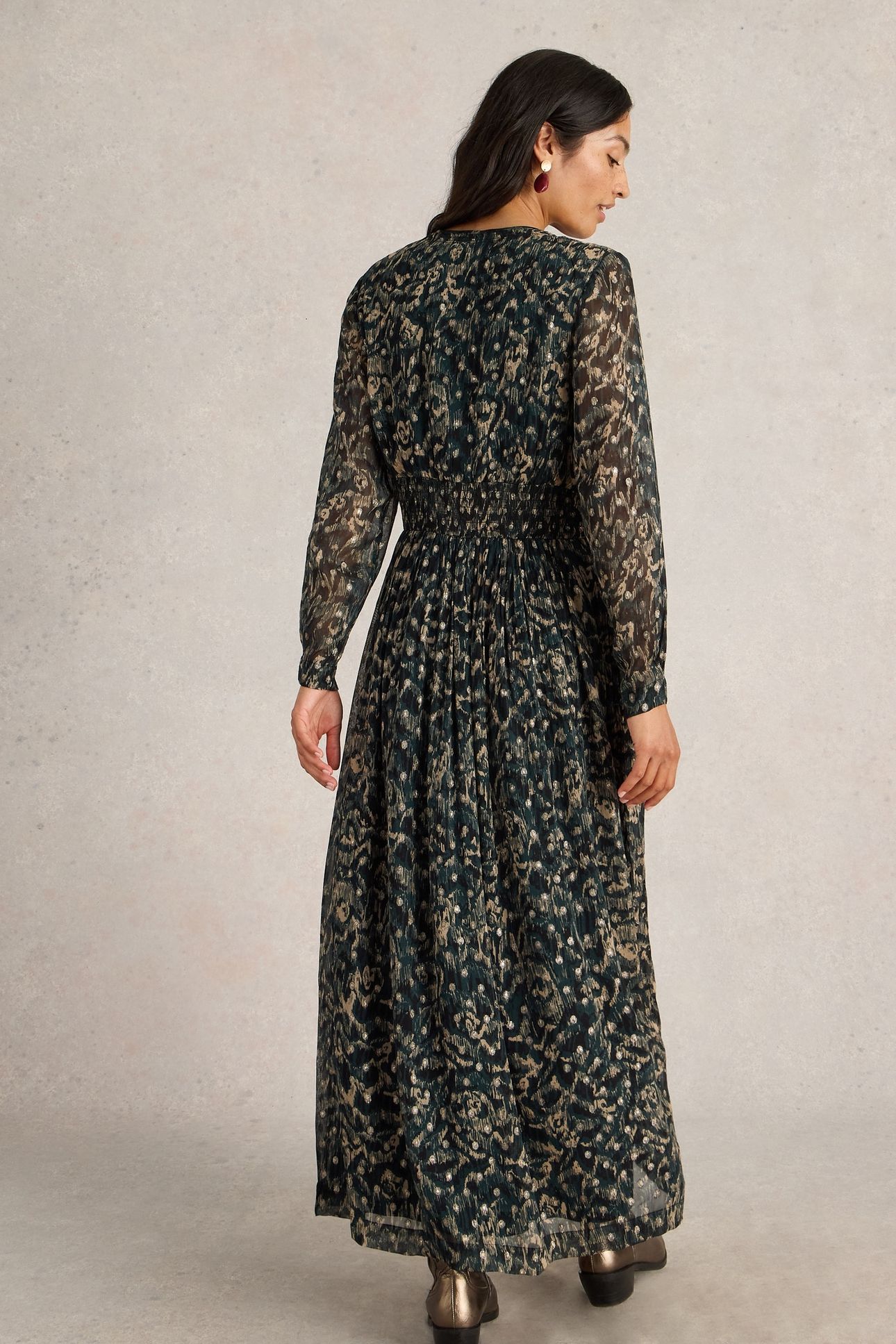 EDIE METALLIC SPOT MAXI DRESS BLK MLT 3