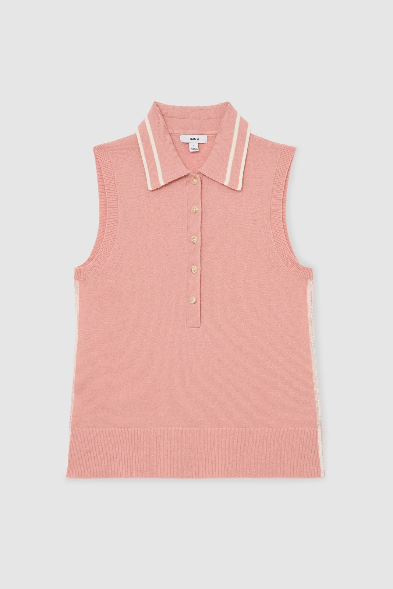BUTTON POLO TOP PINK/IVORY 4