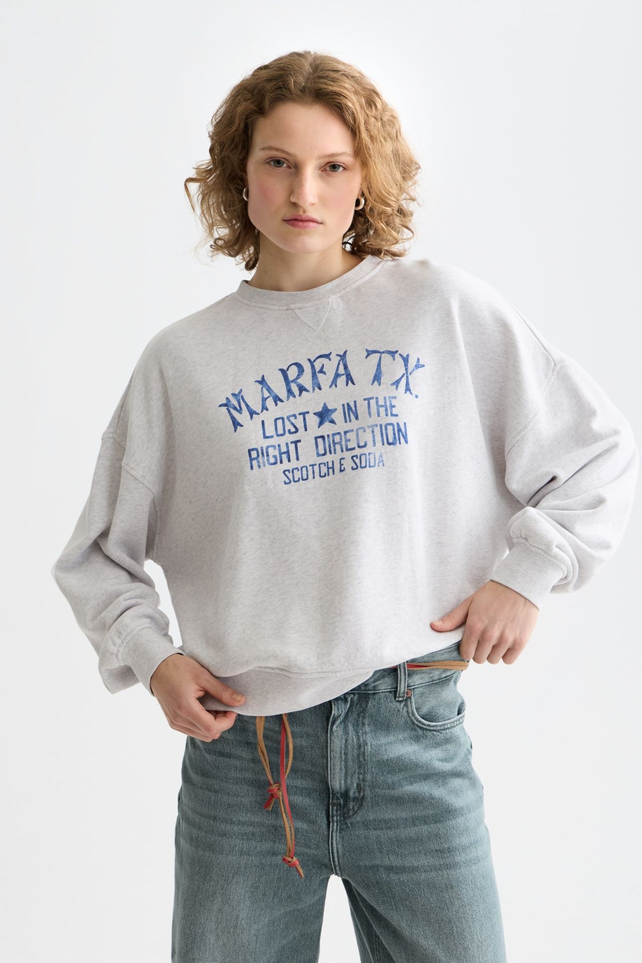 DENIM GRAPHIC OVERSIZED FIT SWEATSHIRT GREY MELANGE 1