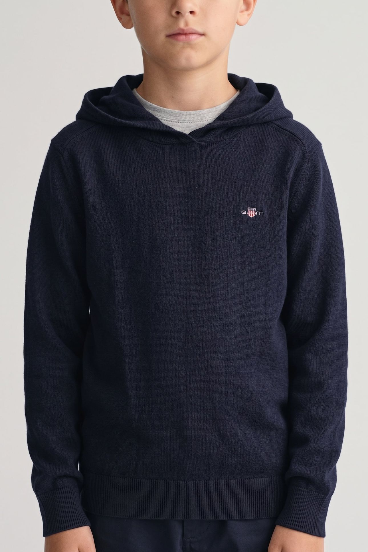 TEEN UNISEX KNITTED HOODIE EVENING BLUE 1