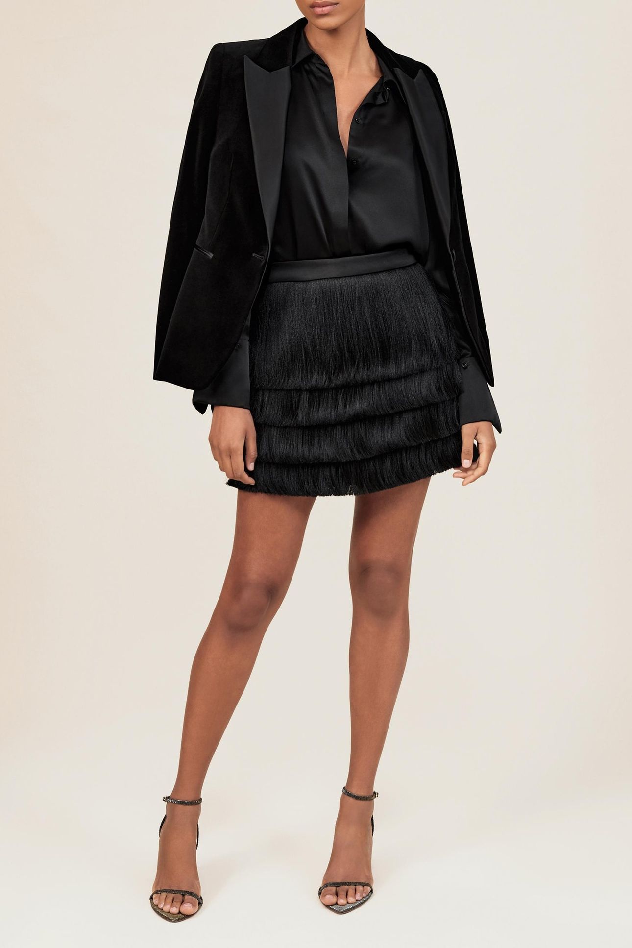 FRINGE MINI SKIRT BLACK 1