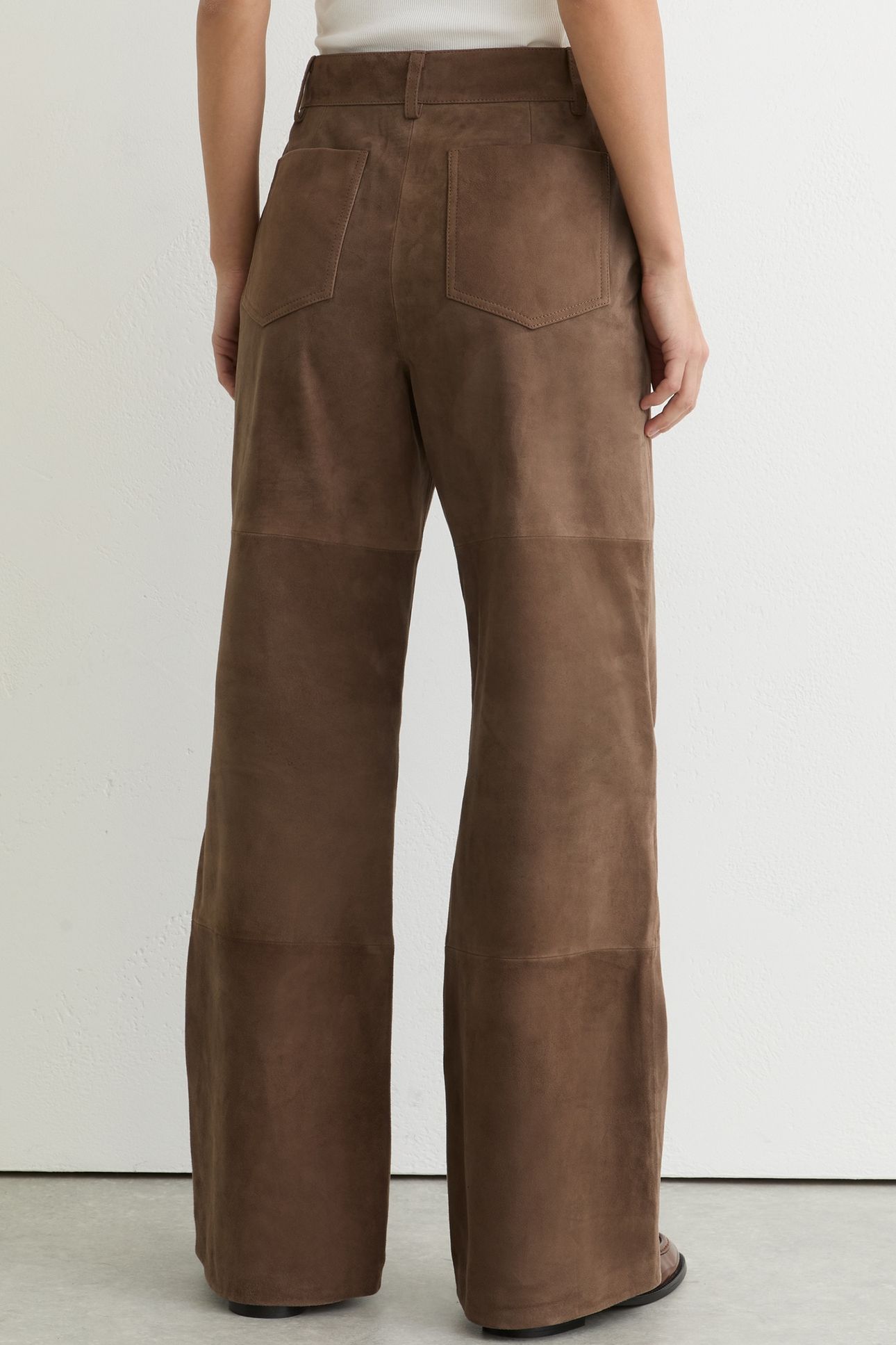 SUEDE FLARE TROUSER TAUPE NEUTRAL 4
