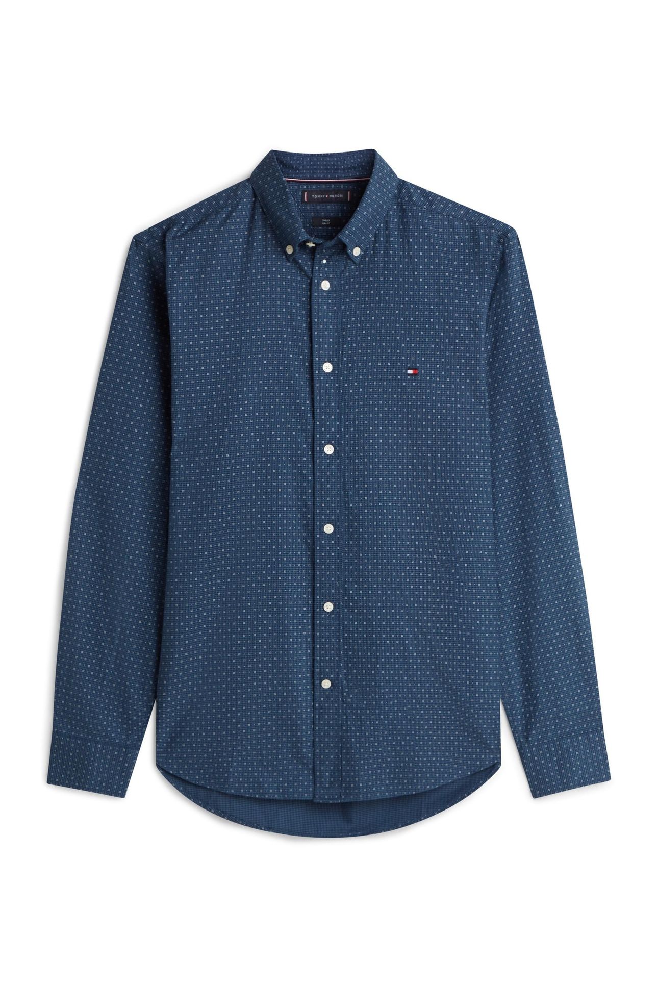 FLEX POPLIN MINI PRINT SHIRT AEGEAN SEA 3