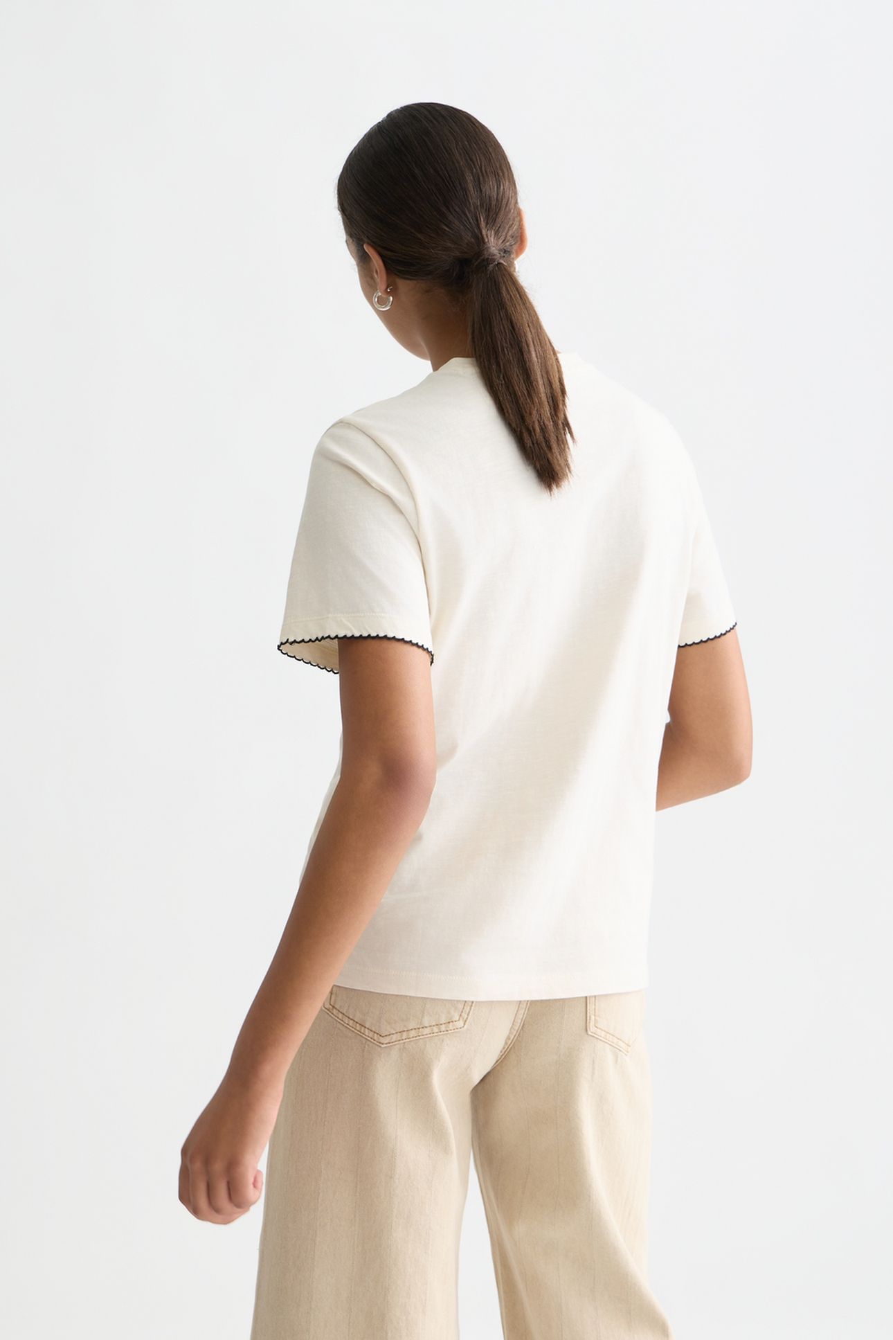 EMBROIDERED SLUB REGULAR-FIT T-SHIRT EGGNOG 2