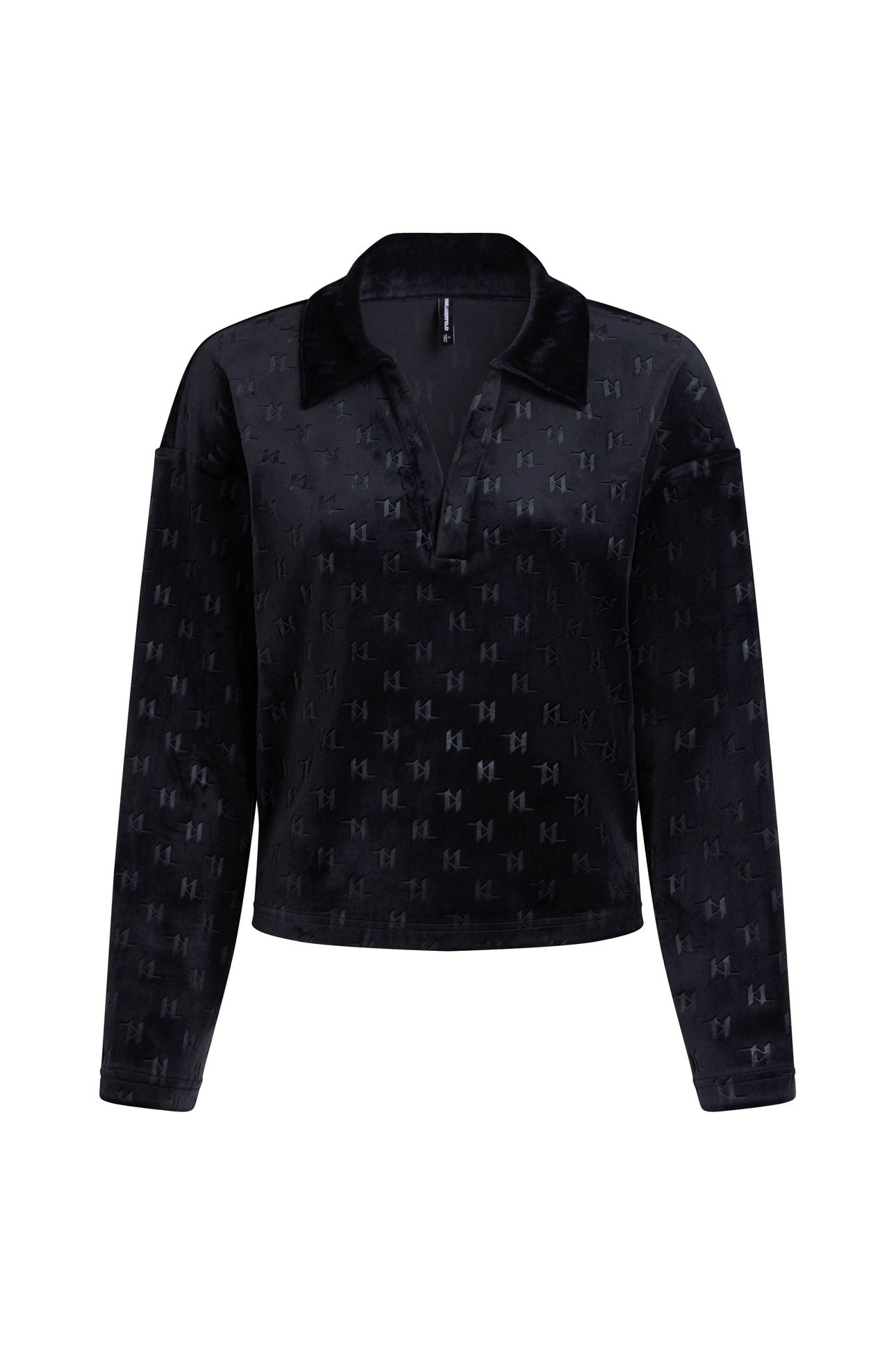 MONOGRAM VELOUR POLO LS TOP BLACK 4