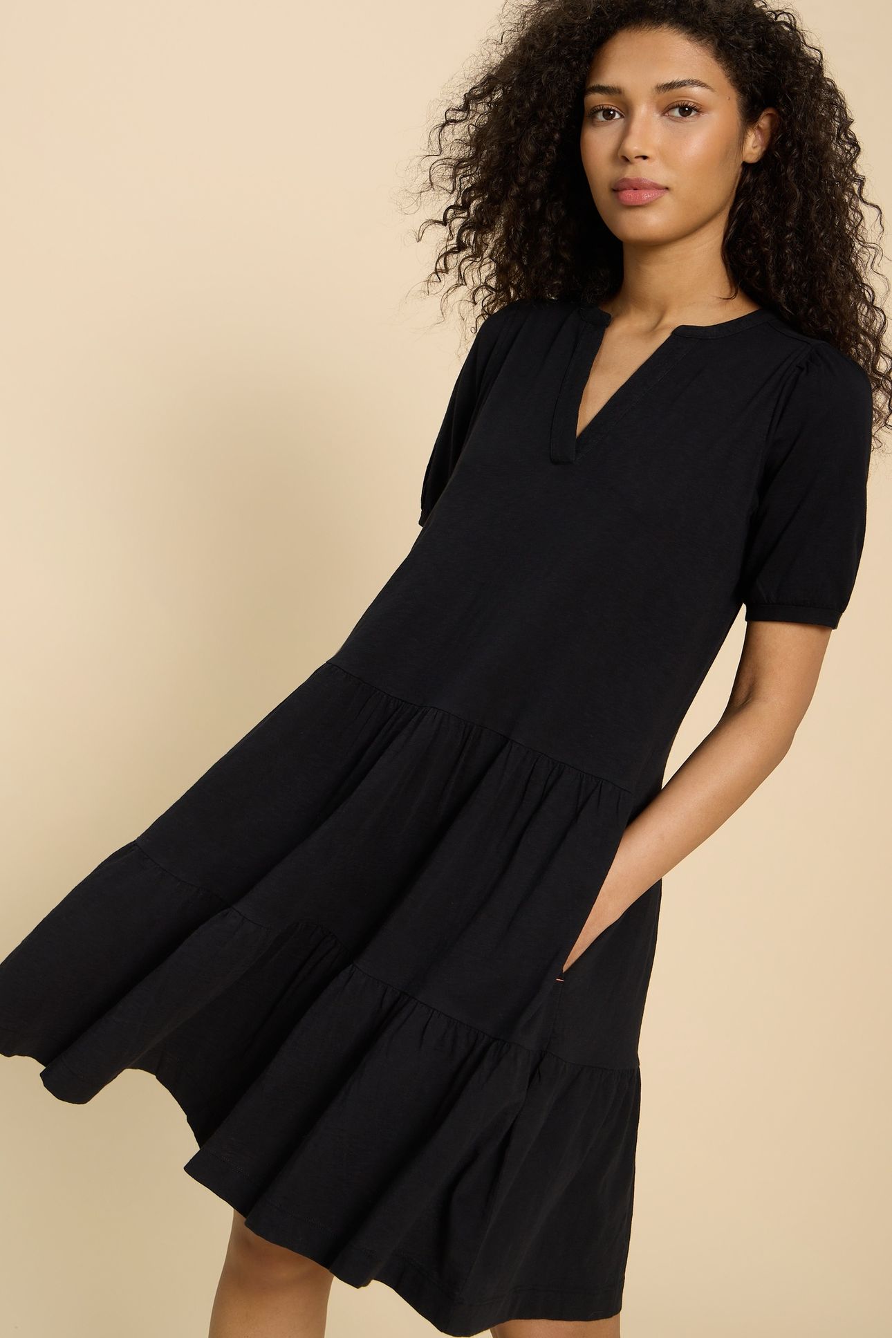 CLARA COTTON JERSEY DRESS PURE BLK 1