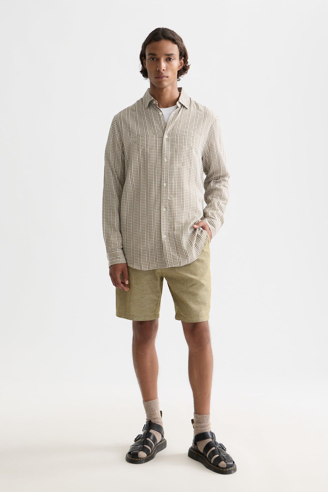 MICROCHECK COTTON POPLIN SHIRT DARK GREEN 3