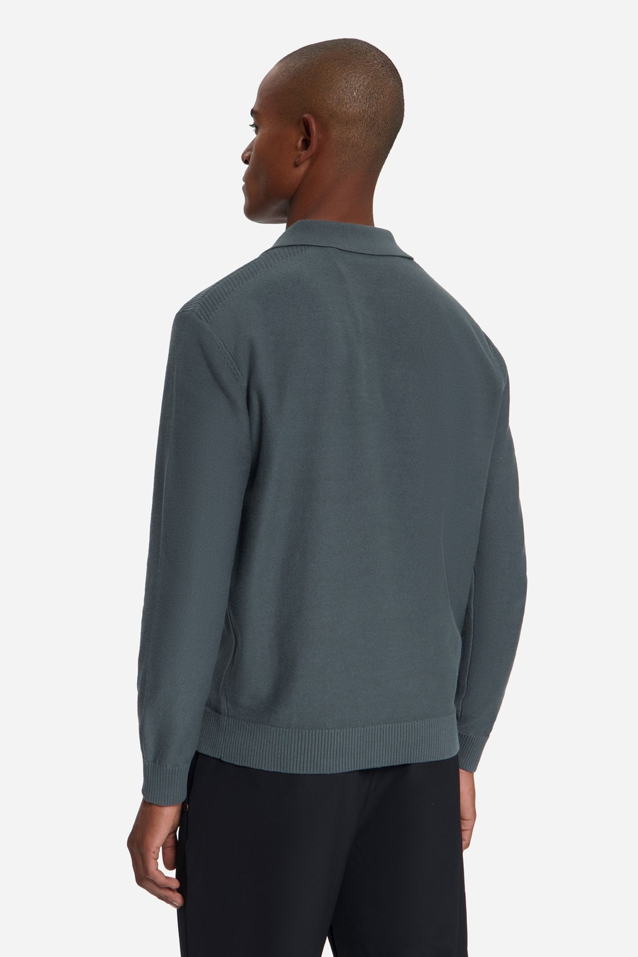 PULLOVER V-COLLAR SHOULDER DETAIL DARK STEEL 4