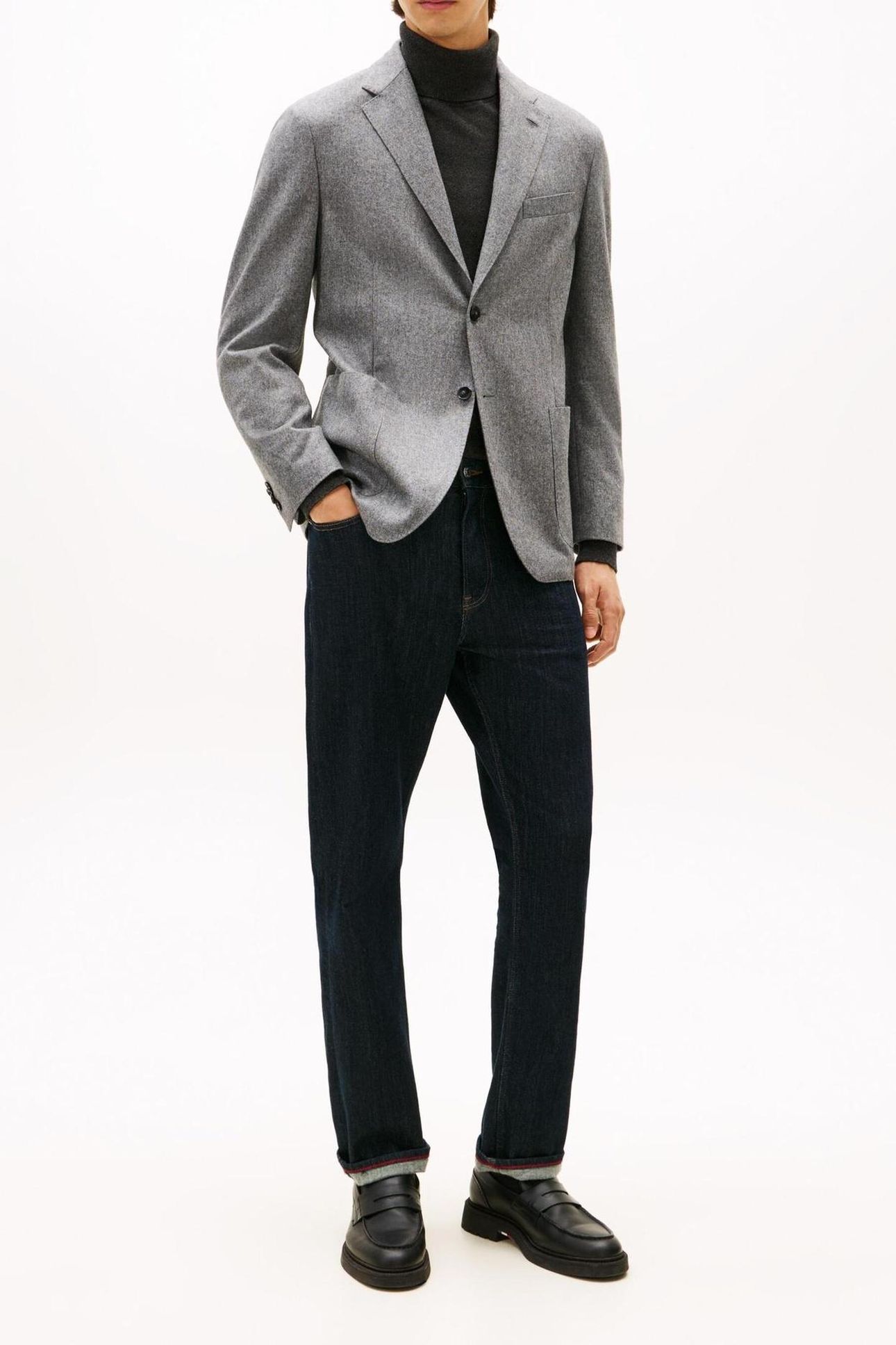 PLAIN SOFT TECH WOOL BLAZER GREY 2