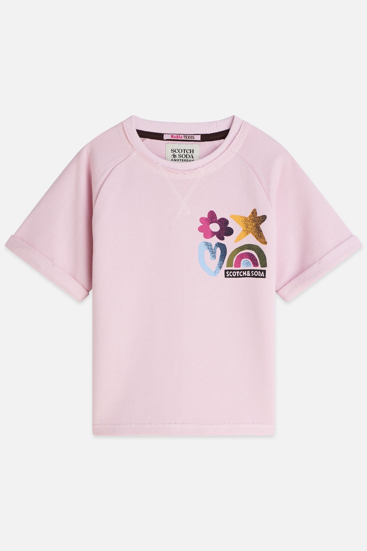 GIRLS FRONT AND BACK ARTWORK SHORTSLEEVE SWEATSHIRT DARK PIN 1
