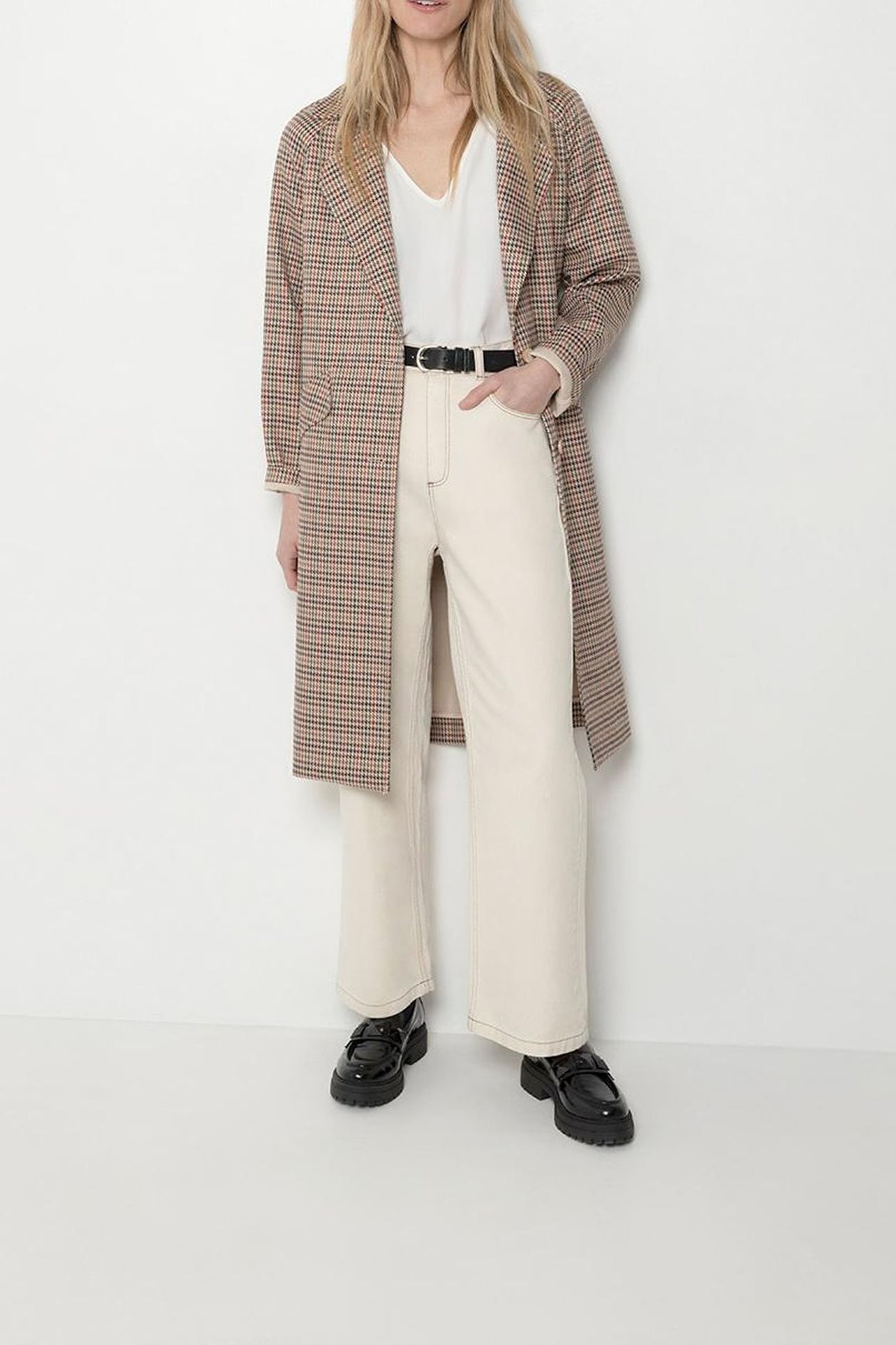 DOUTZEN _ TRENCH COAT WITH PIED_DE_POULE COLOR PATTERN 3