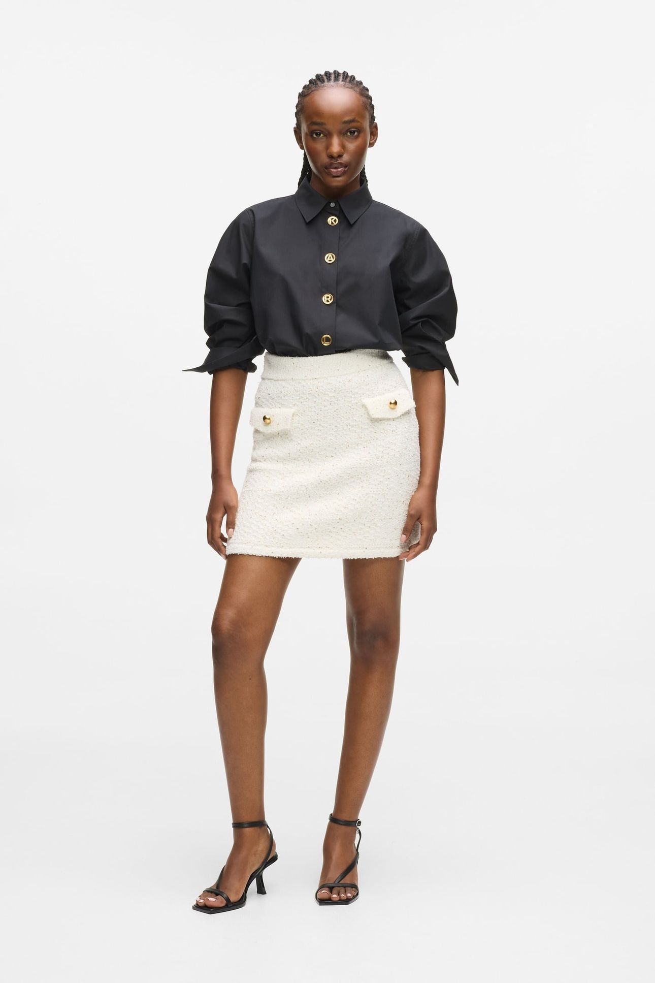 BOUCLE KNIT SKIRT CANNOLI CREAM 2