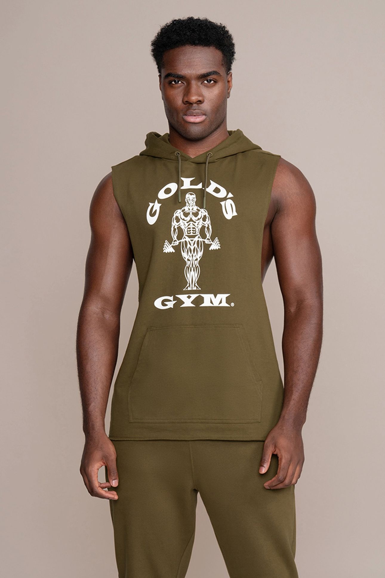 MUSCLE JOE SLEEVELESS HOODIE OLIVE 1